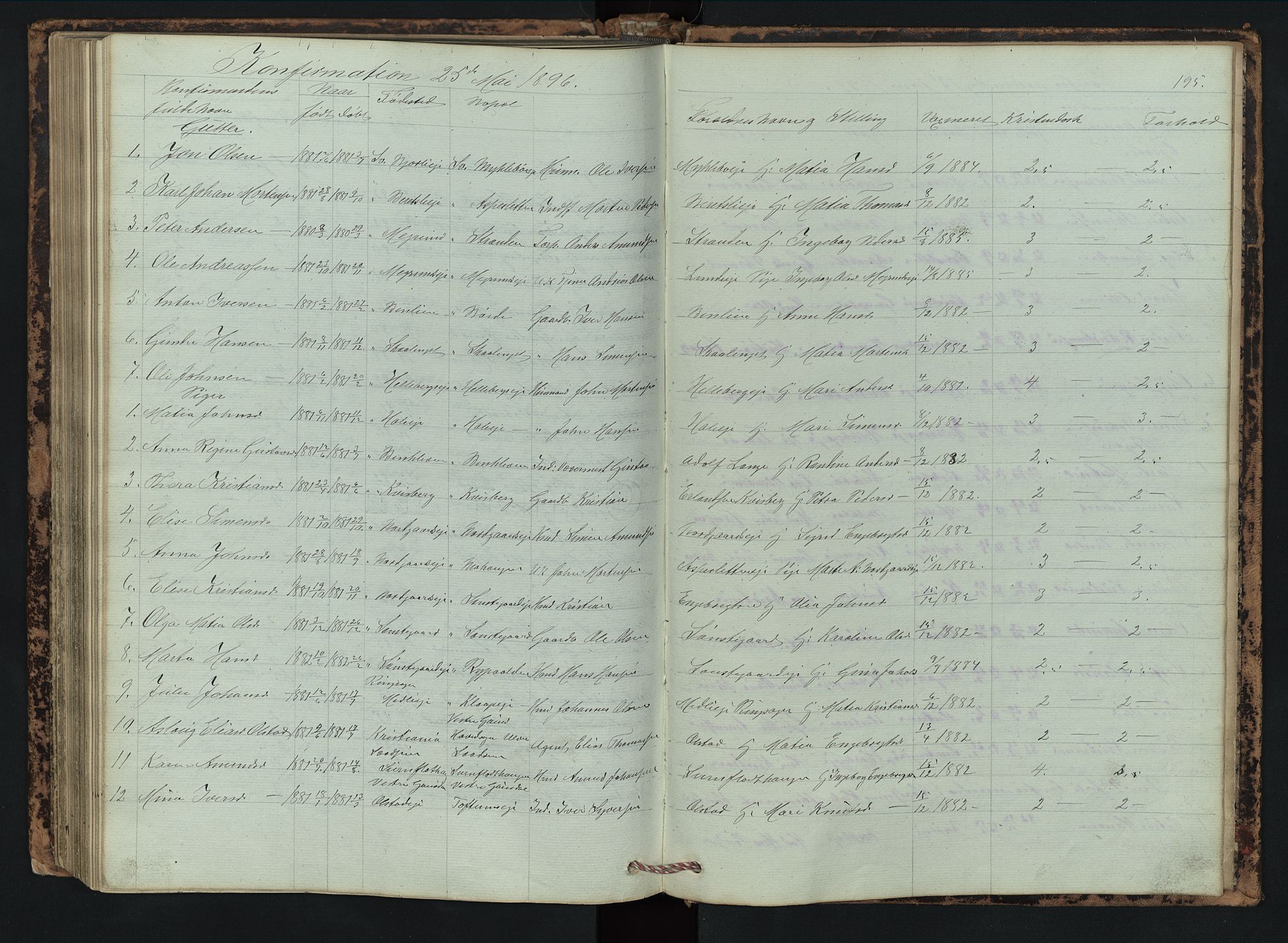 Vestre Gausdal prestekontor, SAH/PREST-094/H/Ha/Hab/L0002: Parish register (copy) no. 2, 1874-1897, p. 195