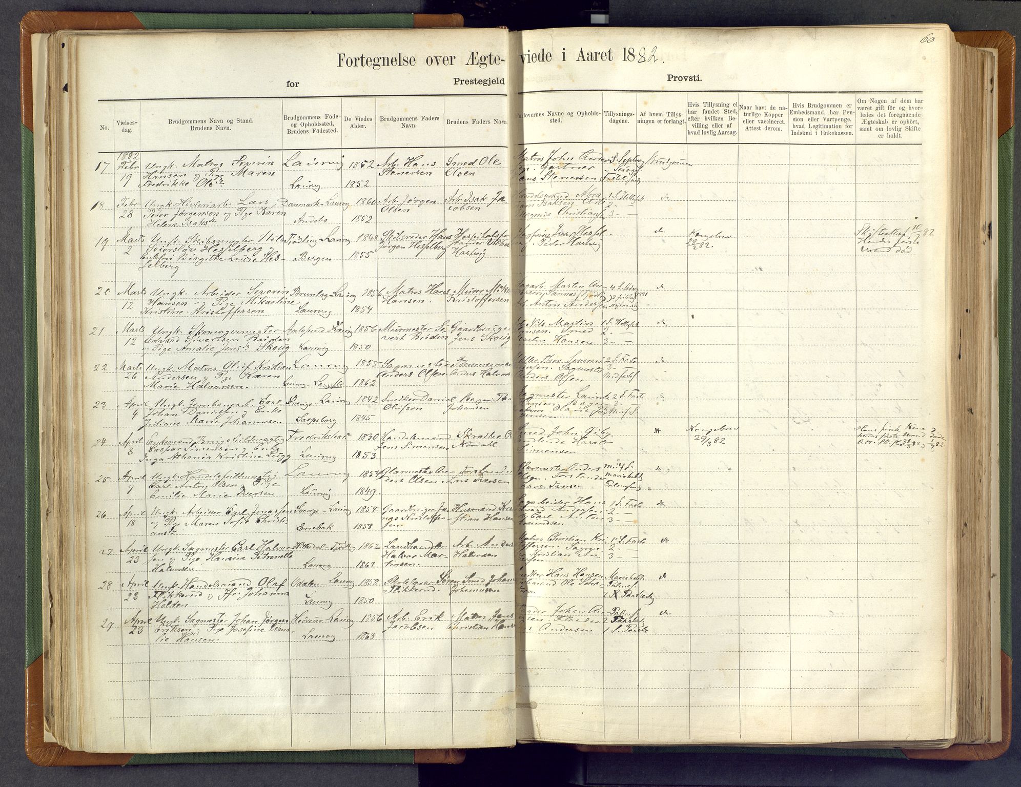 Larvik kirkebøker, SAKO/A-352/F/Fa/L0007: Parish register (official) no. I 7, 1871-1883, p. 60