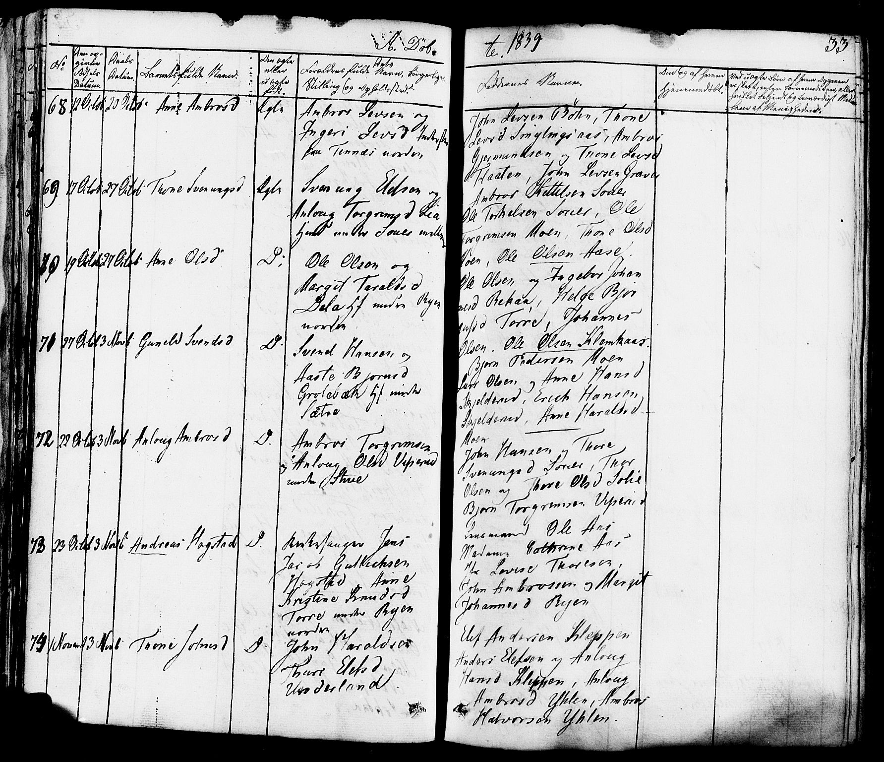 Heddal kirkebøker, SAKO/A-268/F/Fa/L0006: Parish register (official) no. I 6, 1837-1854, p. 33