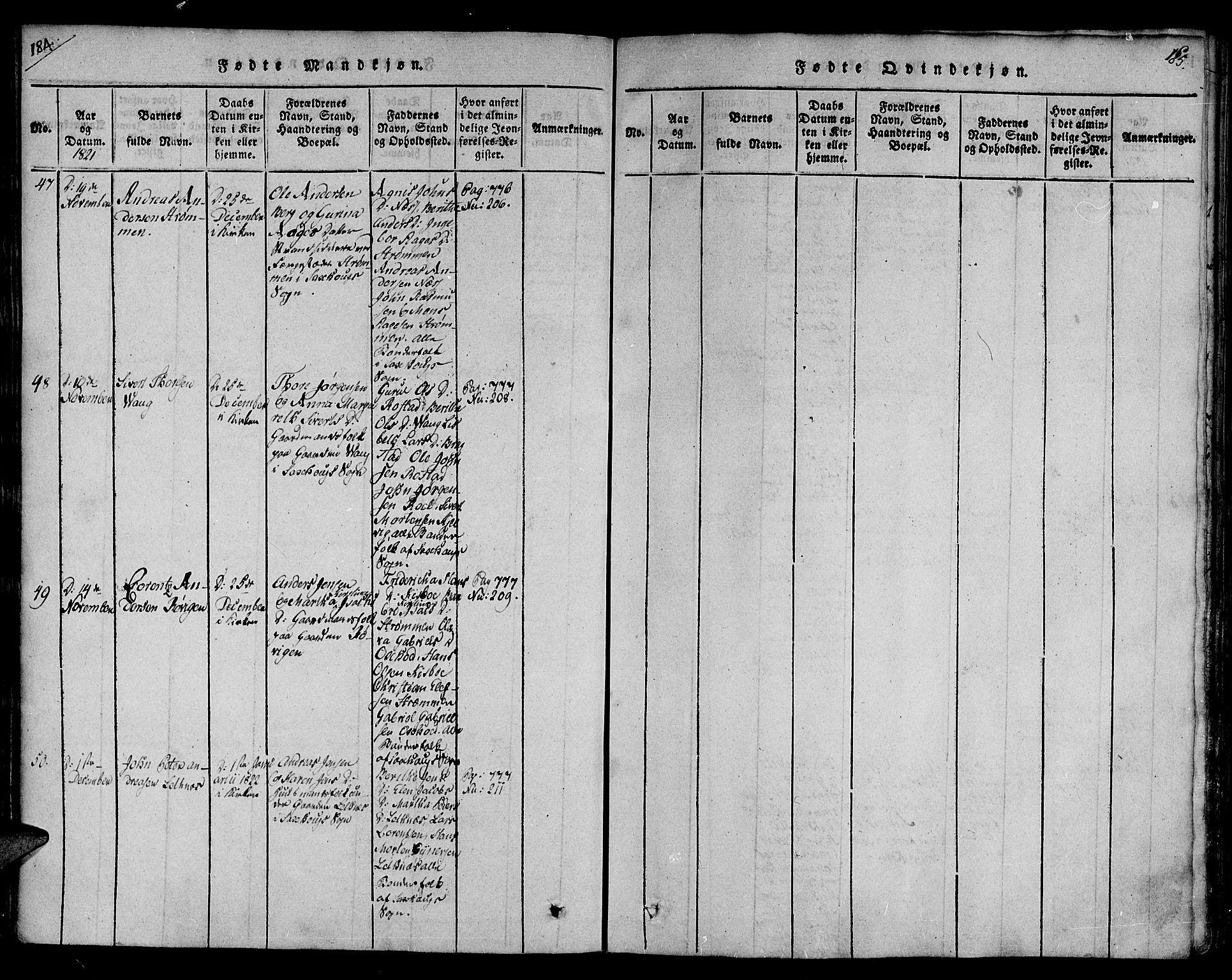 Ministerialprotokoller, klokkerbøker og fødselsregistre - Nord-Trøndelag, SAT/A-1458/730/L0275: Parish register (official) no. 730A04, 1816-1822, p. 184-185
