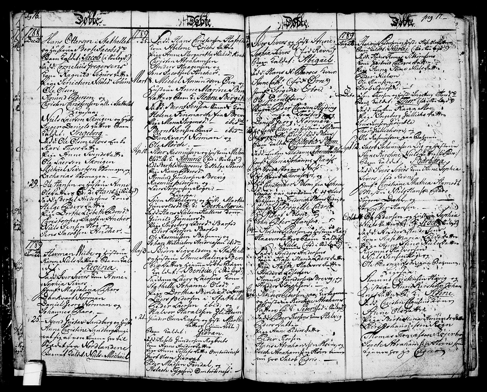 Langesund kirkebøker, SAKO/A-280/G/Ga/L0001: Parish register (copy) no. 1, 1783-1801, p. 16-17