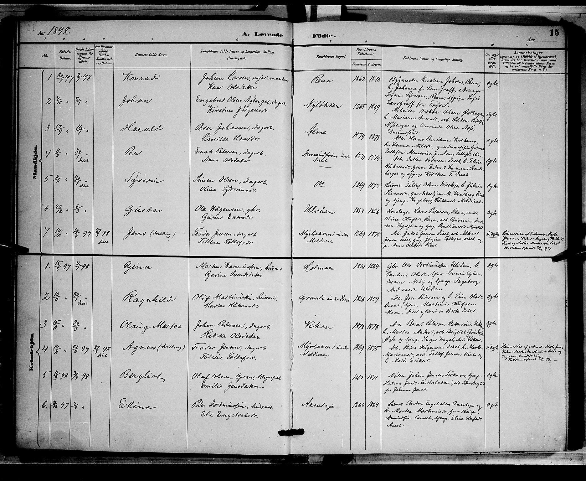 Åmot prestekontor, Hedmark, AV/SAH-PREST-056/H/Ha/Hab/L0002: Parish register (copy) no. 2, 1896-1906, p. 15