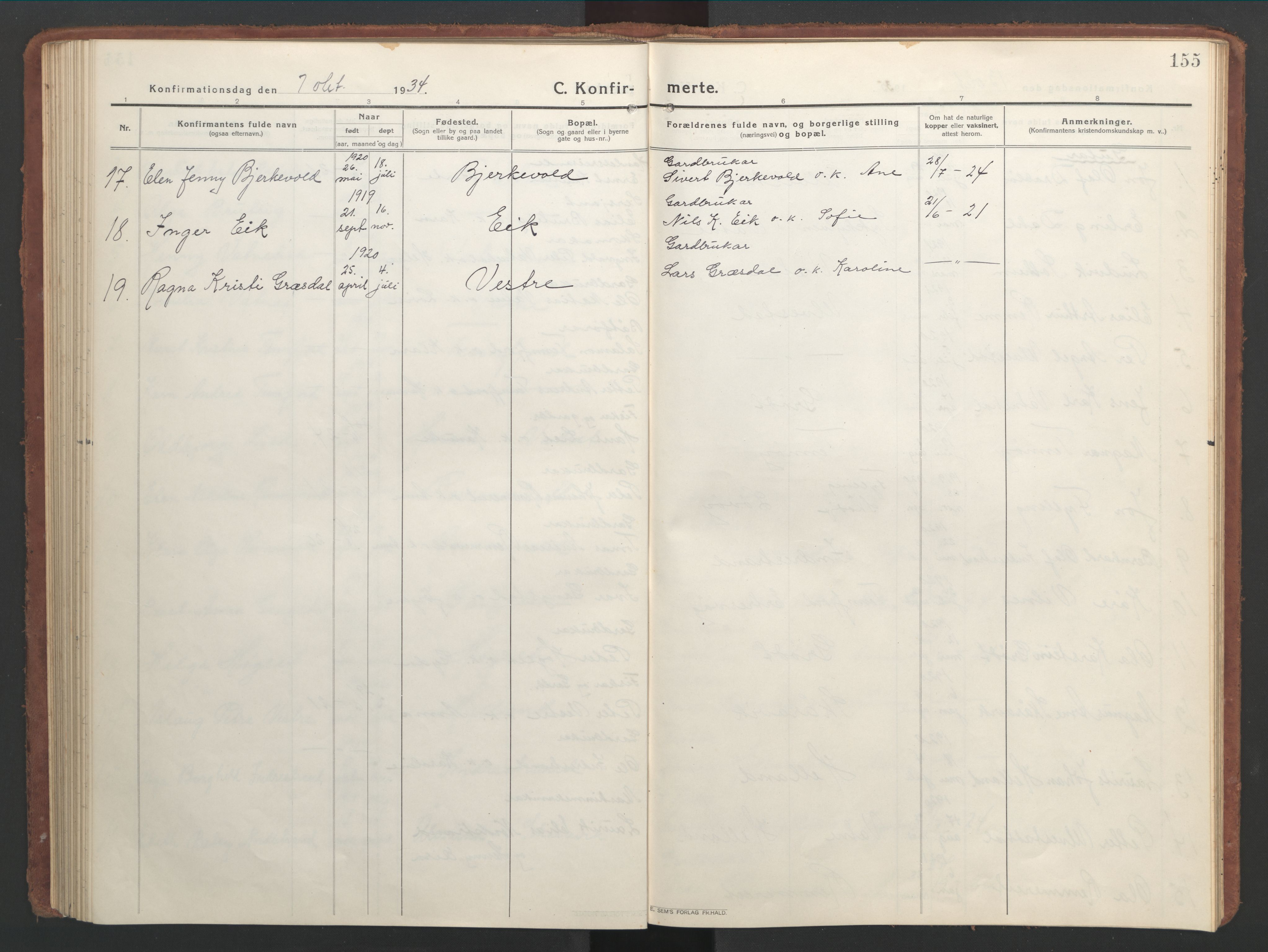 Ministerialprotokoller, klokkerbøker og fødselsregistre - Møre og Romsdal, AV/SAT-A-1454/525/L0378: Parish register (copy) no. 525C04, 1915-1947, p. 155