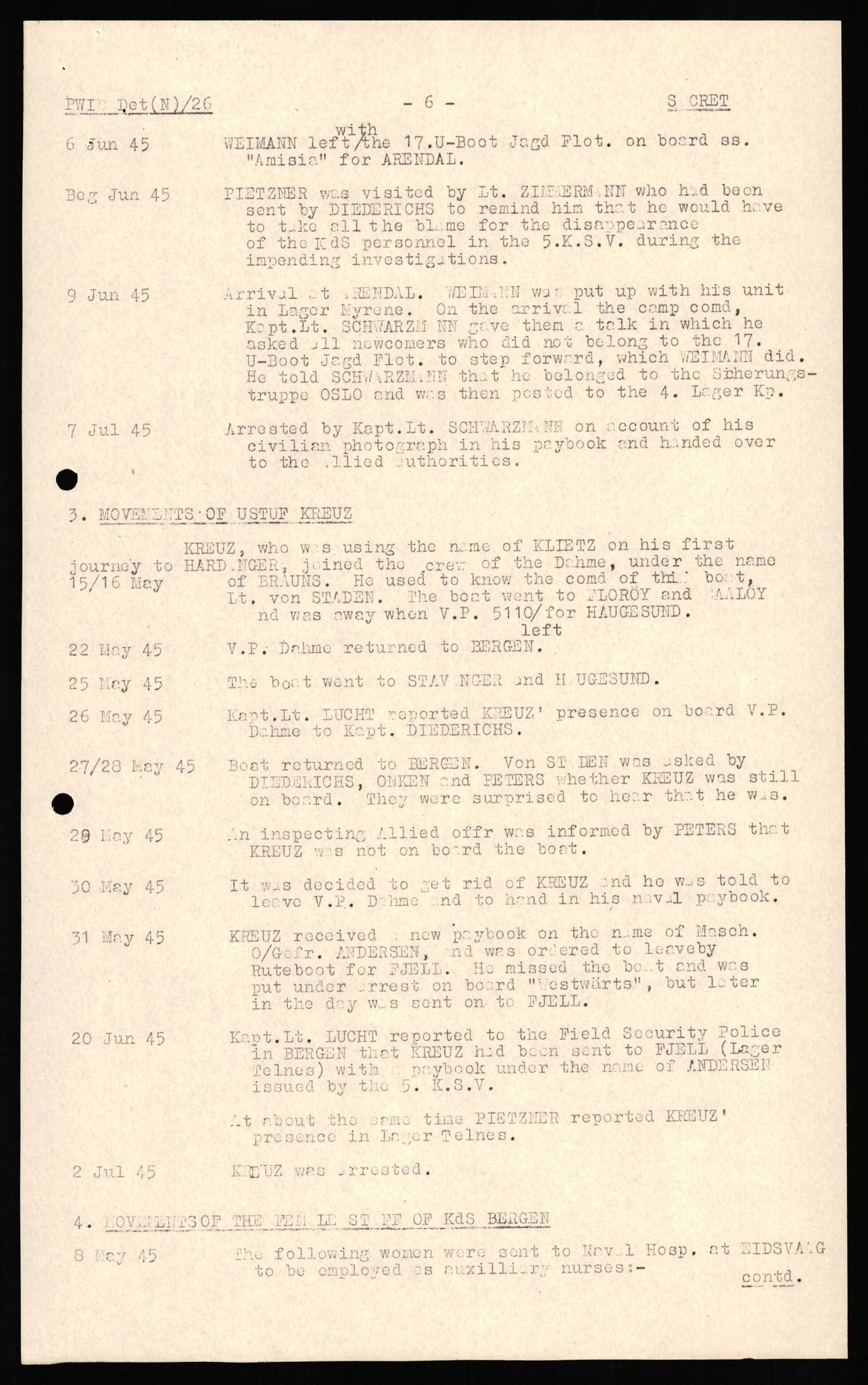 Forsvaret, Forsvarets overkommando II, RA/RAFA-3915/D/Db/L0020: CI Questionaires. Tyske okkupasjonsstyrker i Norge. Tyskere., 1945-1946, p. 354