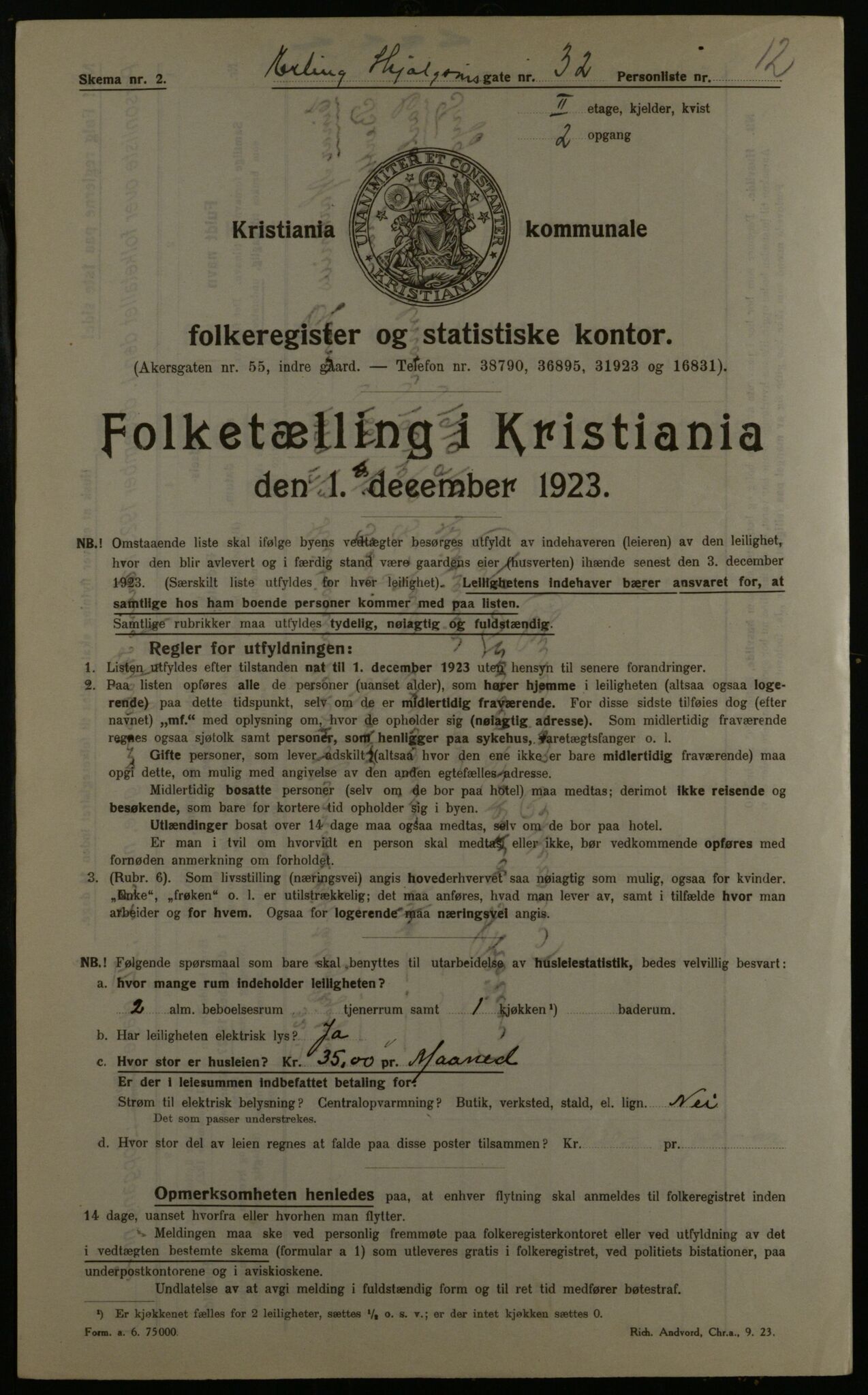 OBA, Municipal Census 1923 for Kristiania, 1923, p. 25245