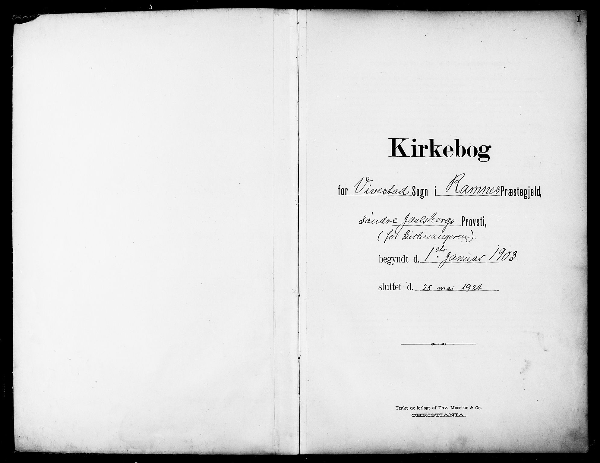 Ramnes kirkebøker, SAKO/A-314/G/Gc/L0002: Parish register (copy) no. III 2, 1903-1924, p. 1