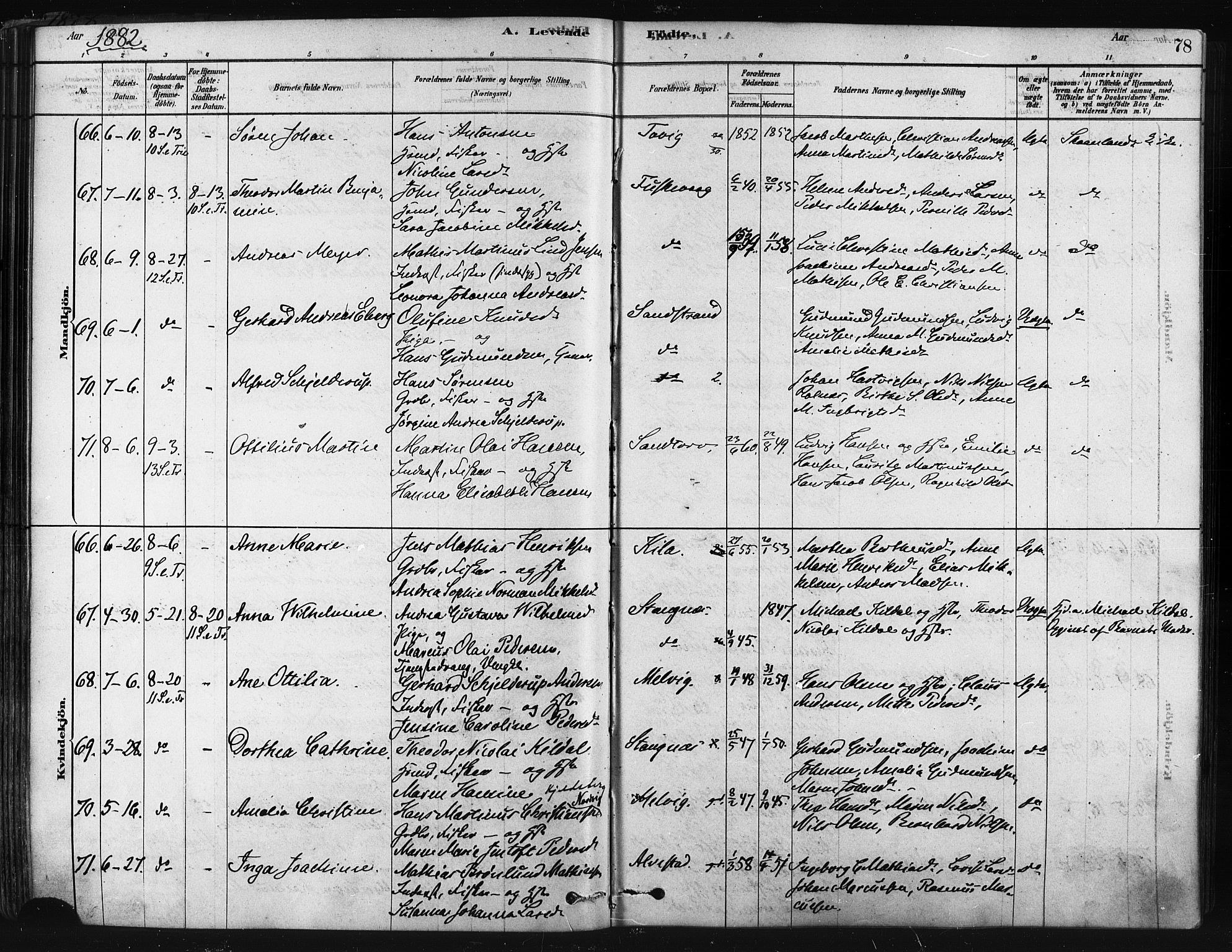 Trondenes sokneprestkontor, SATØ/S-1319/H/Ha/L0014kirke: Parish register (official) no. 14, 1878-1889, p. 78