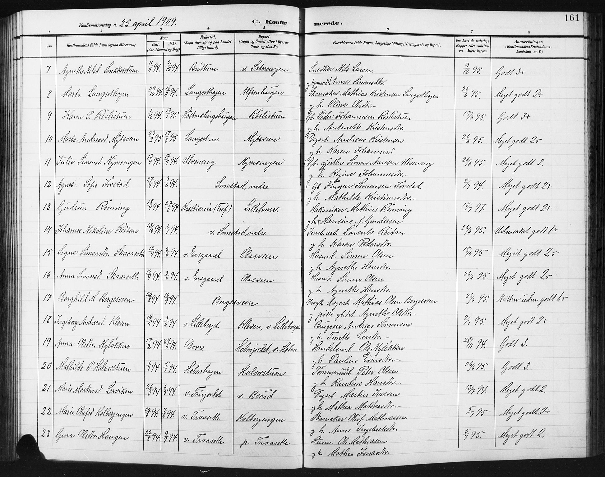 Fåberg prestekontor, SAH/PREST-086/H/Ha/Hab/L0012: Parish register (copy) no. 12, 1903-1924, p. 161