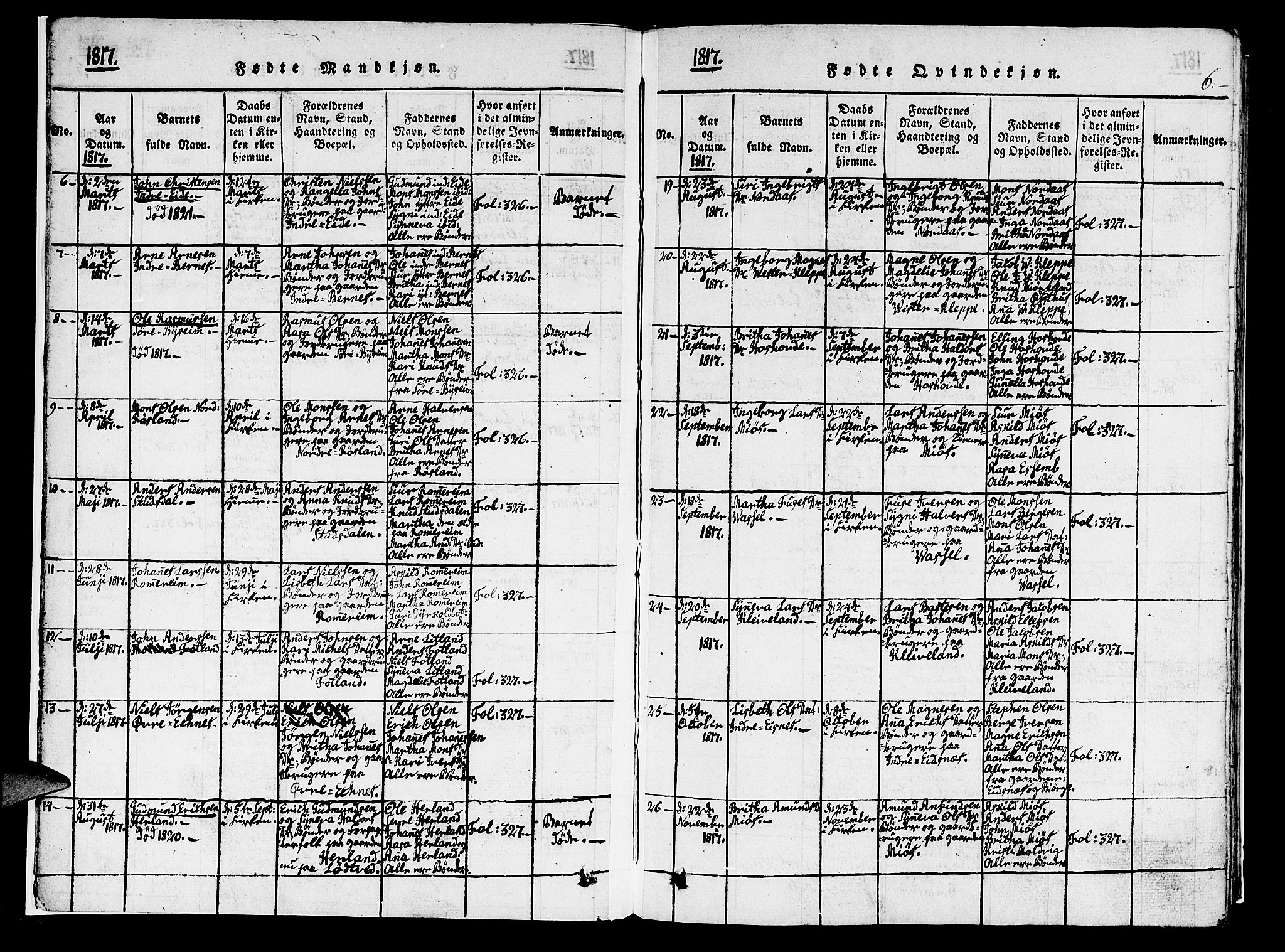 Hosanger sokneprestembete, AV/SAB-A-75801/H/Haa: Parish register (official) no. A 5, 1815-1824, p. 6