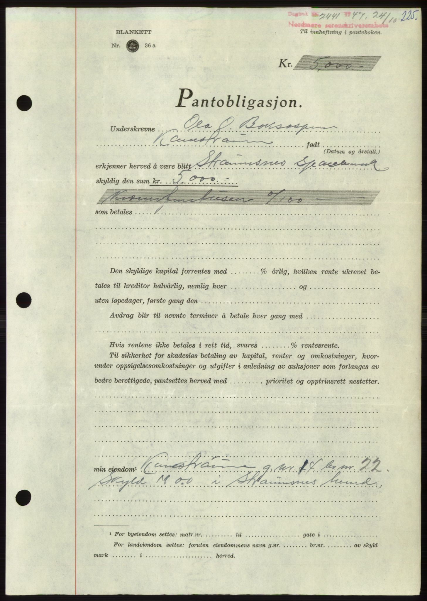 Nordmøre sorenskriveri, AV/SAT-A-4132/1/2/2Ca: Mortgage book no. B97, 1947-1948, Diary no: : 2441/1947