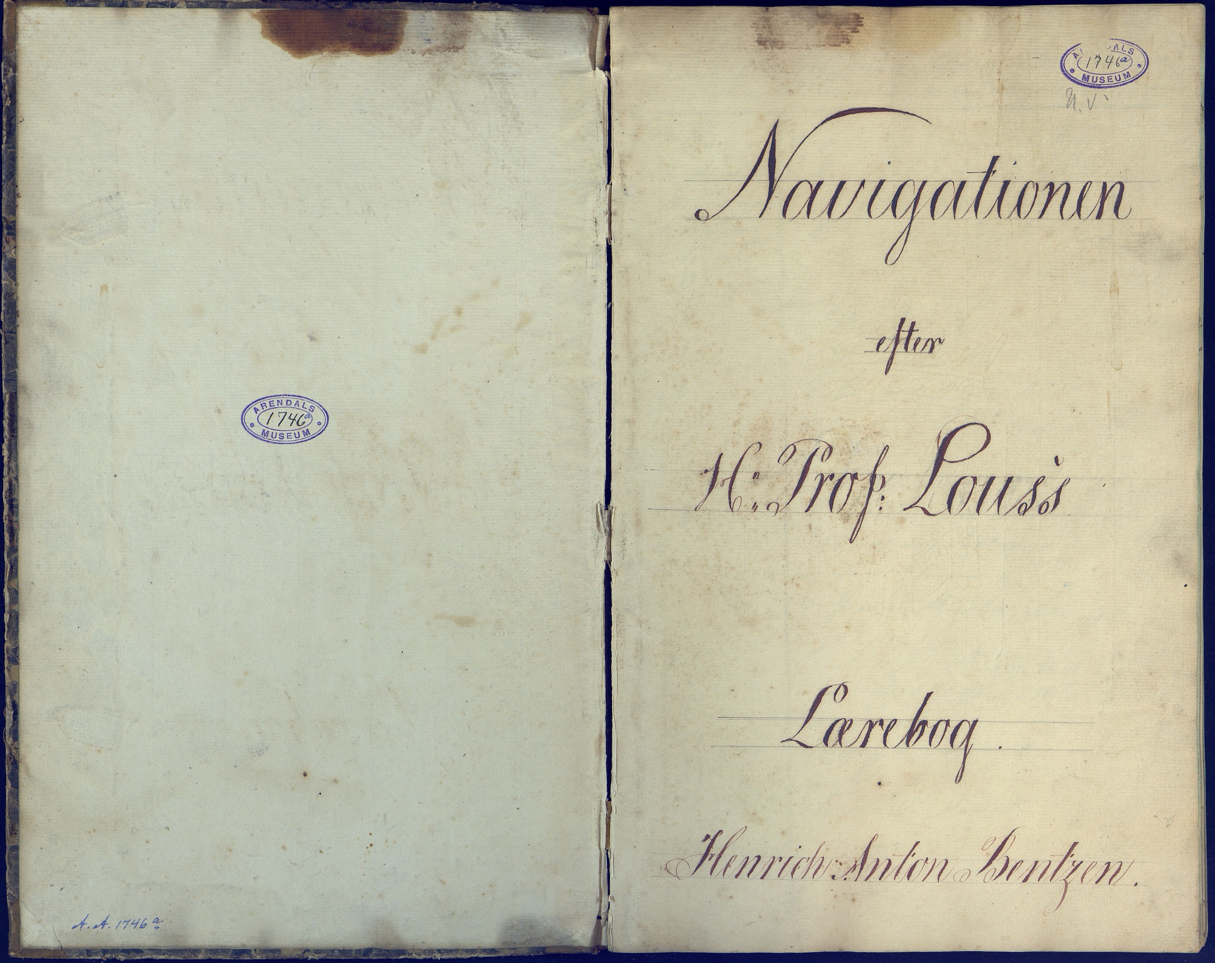 Samling av navigasjonsbøker, AAKS/PA-2806/Y/Y01/L0001/0003: Håndskrevne navigasjonsbøker / Navigationen efter Hr. Prof. Lous` lærebog. Håndskrevet av Henrich Anton Bentzen