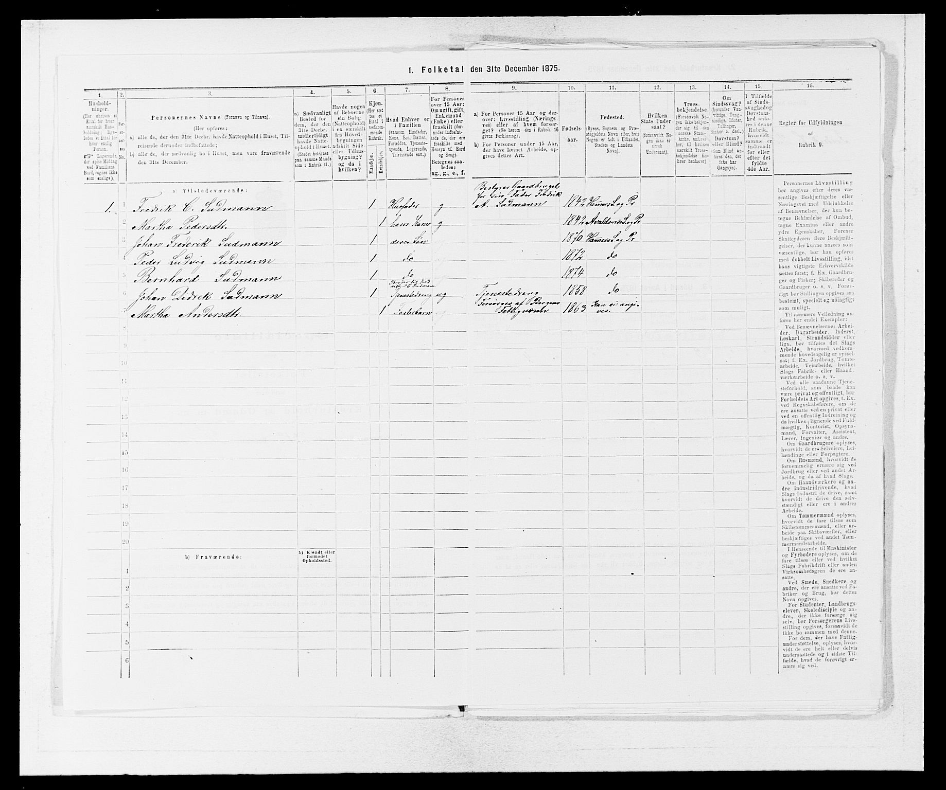 SAB, 1875 census for 1254P Hamre, 1875, p. 723