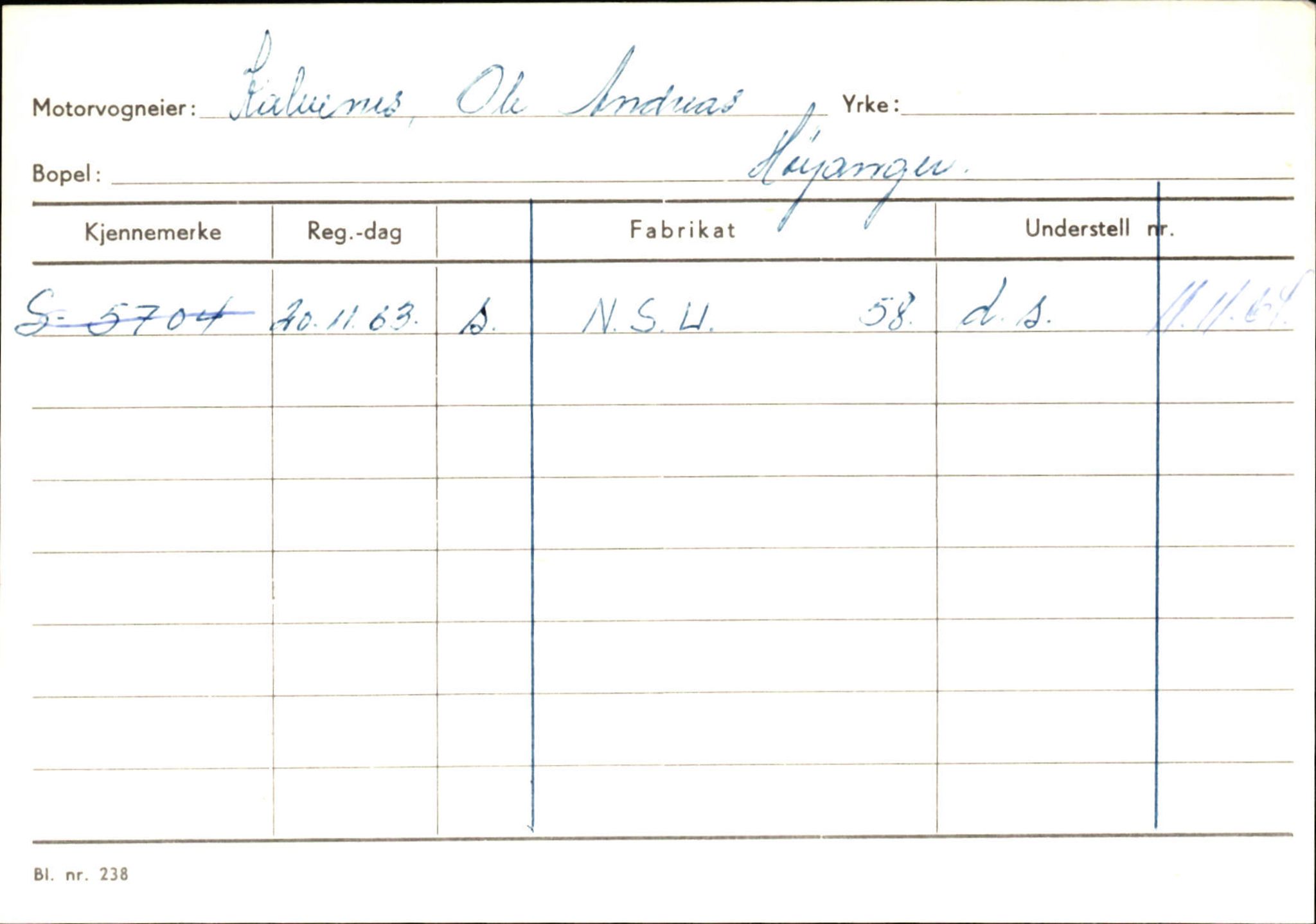 Statens vegvesen, Sogn og Fjordane vegkontor, SAB/A-5301/4/F/L0130: Eigarregister Eid T-Å. Høyanger A-O, 1945-1975, p. 1704