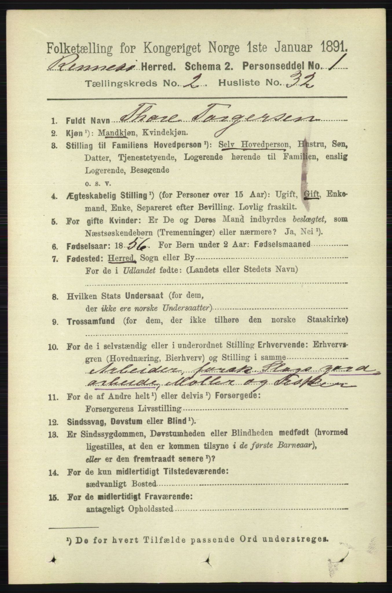 RA, 1891 census for 1142 Rennesøy, 1891, p. 666