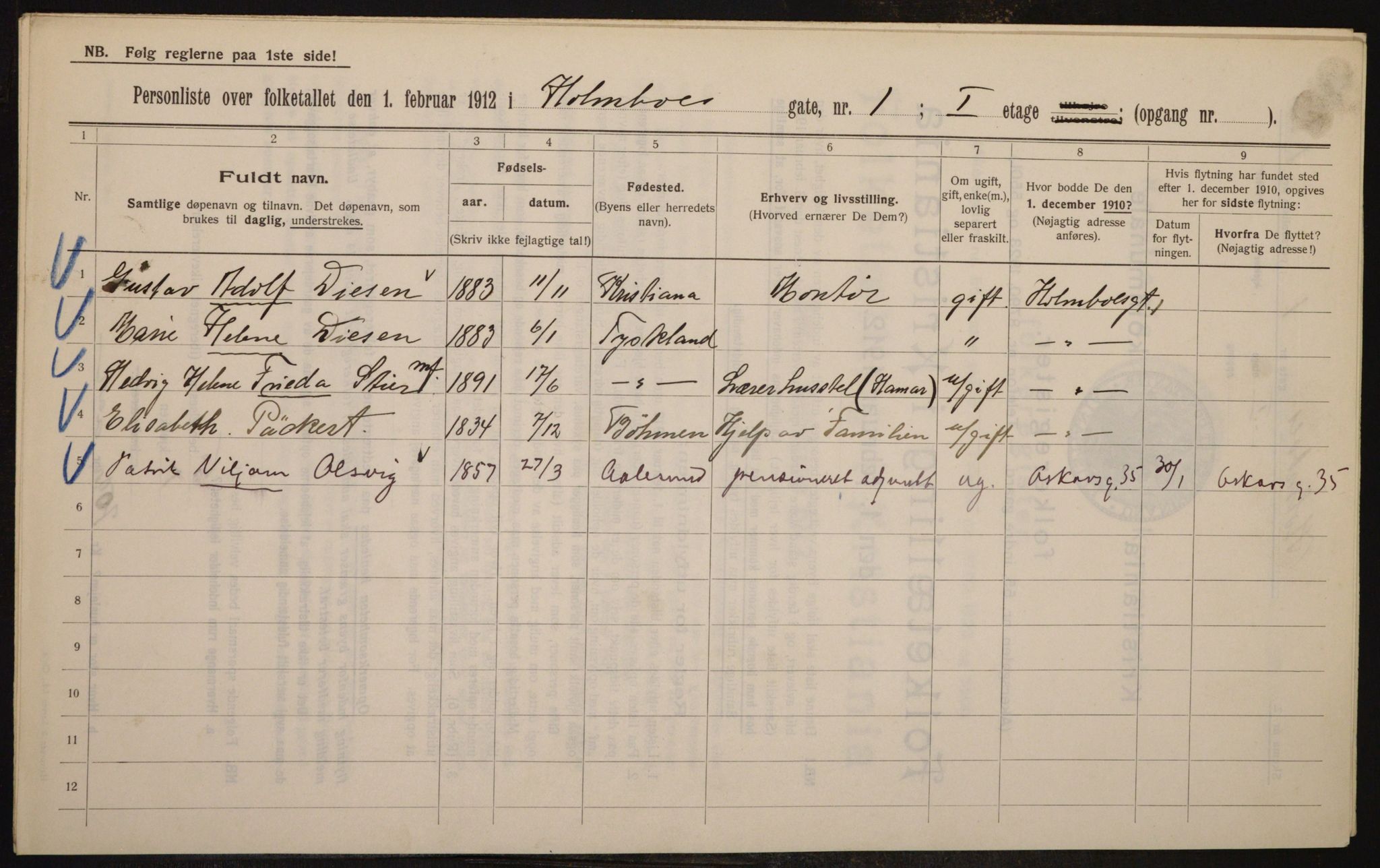 OBA, Municipal Census 1912 for Kristiania, 1912, p. 41167