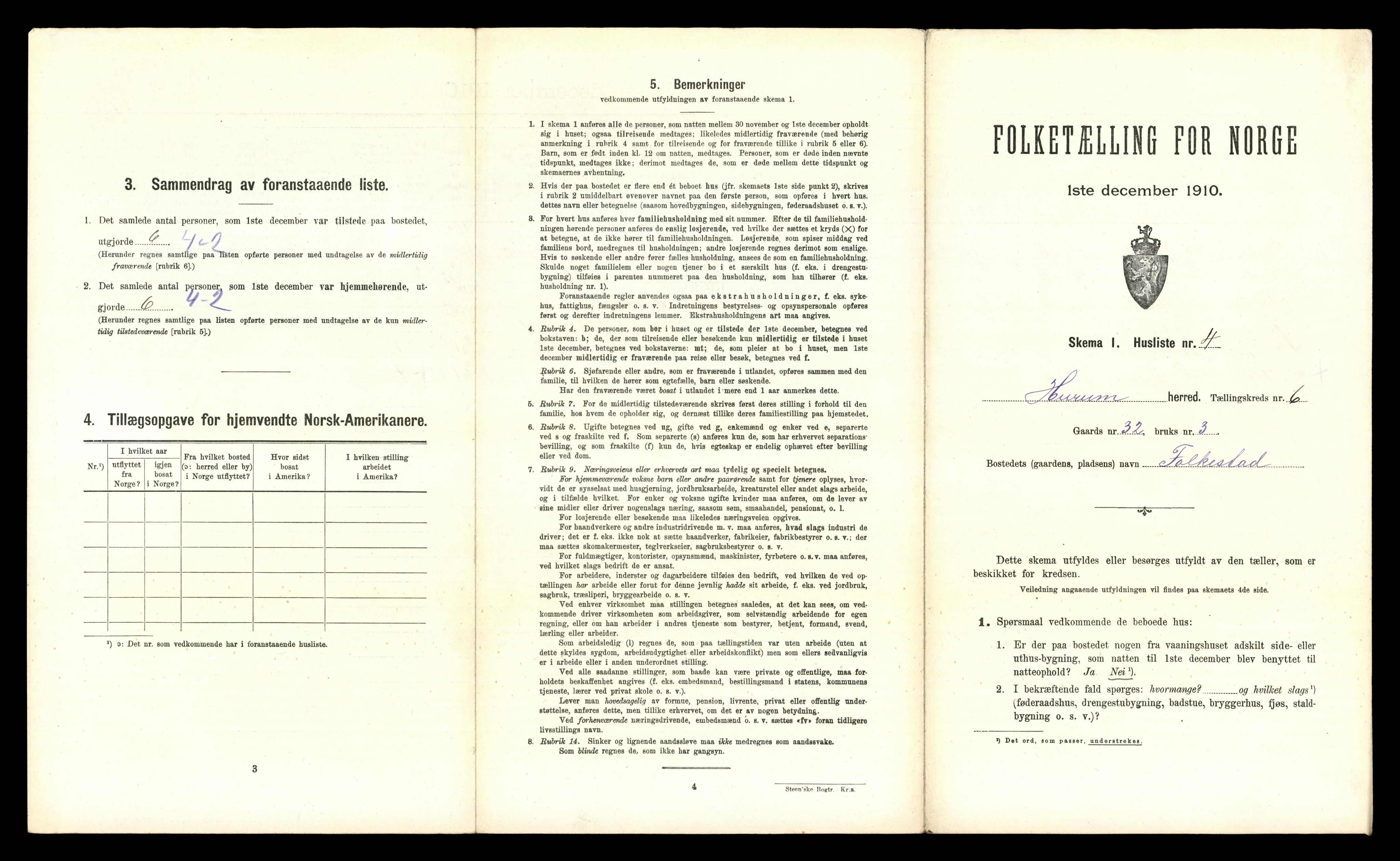 RA, 1910 census for Hurum, 1910, p. 874