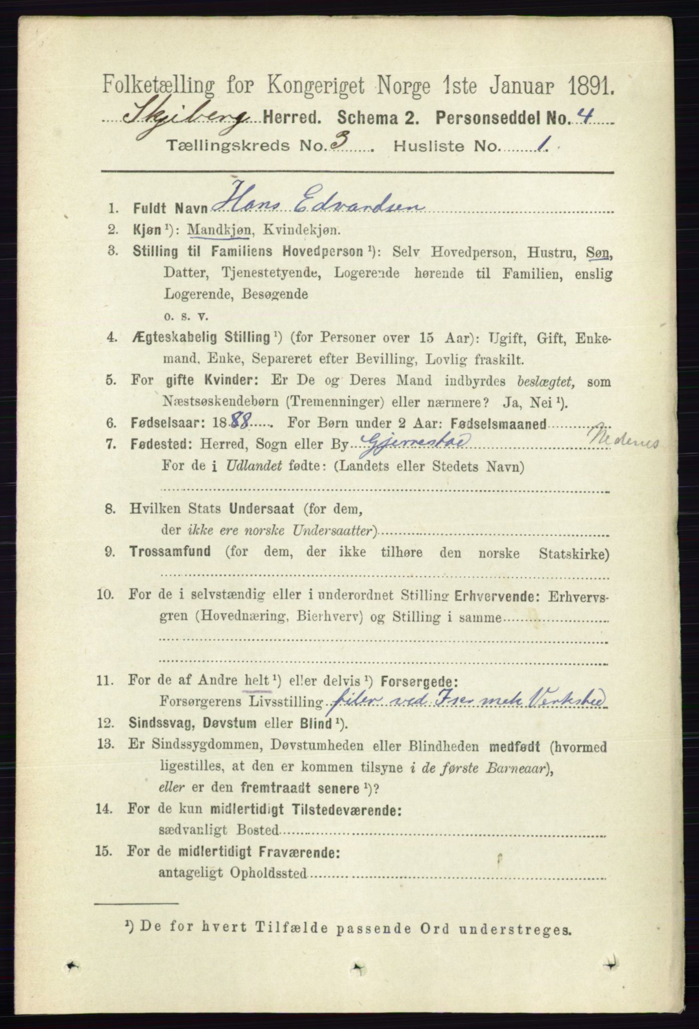 RA, 1891 census for 0115 Skjeberg, 1891, p. 1491