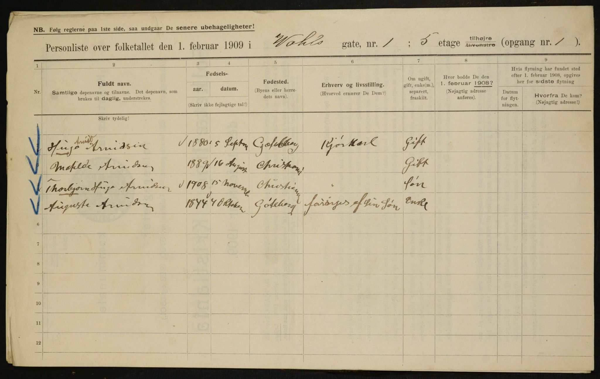 OBA, Municipal Census 1909 for Kristiania, 1909, p. 110189