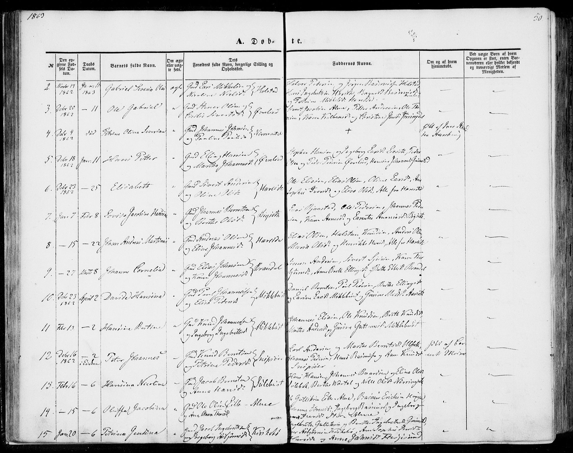 Ministerialprotokoller, klokkerbøker og fødselsregistre - Møre og Romsdal, SAT/A-1454/510/L0121: Parish register (official) no. 510A01, 1848-1877, p. 50