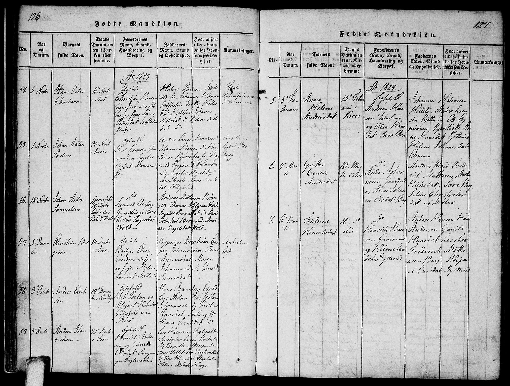 Ås prestekontor Kirkebøker, SAO/A-10894/F/Fa/L0004: Parish register (official) no. I 4, 1818-1826, p. 126-127