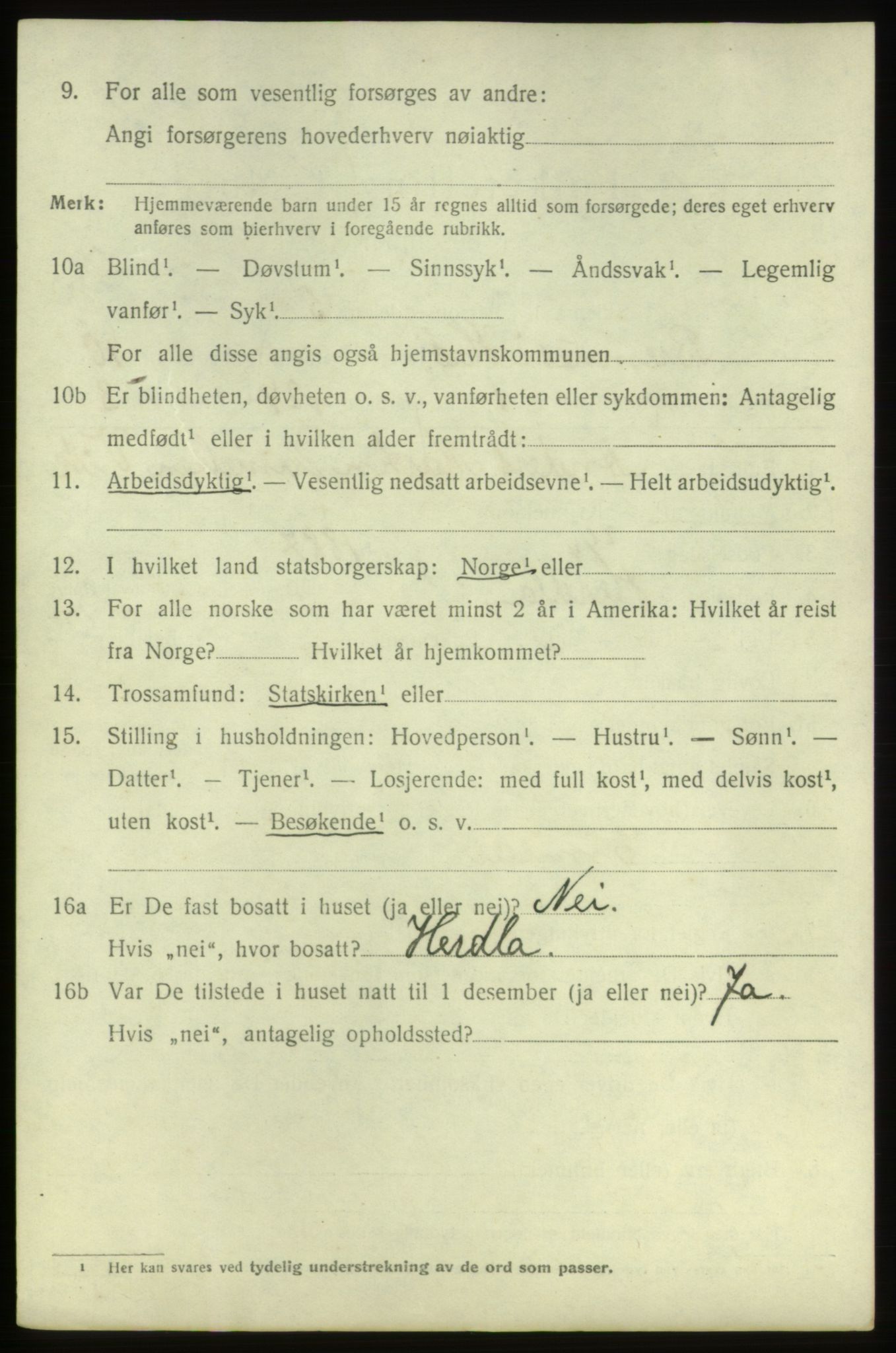 SAB, 1920 census for Bremnes, 1920, p. 6365