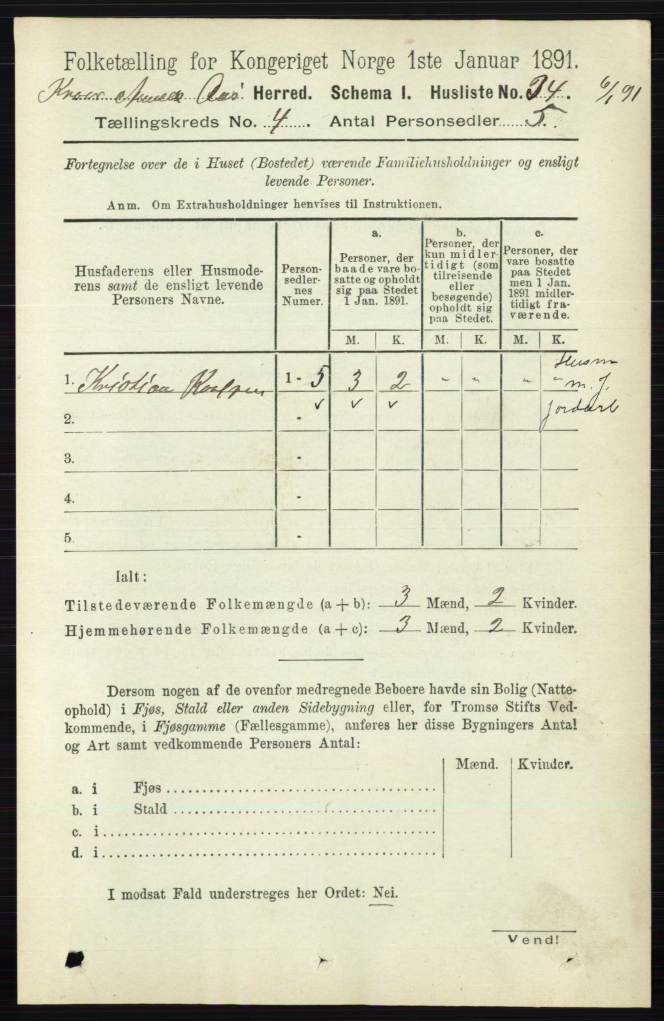 RA, 1891 census for 0214 Ås, 1891, p. 3016