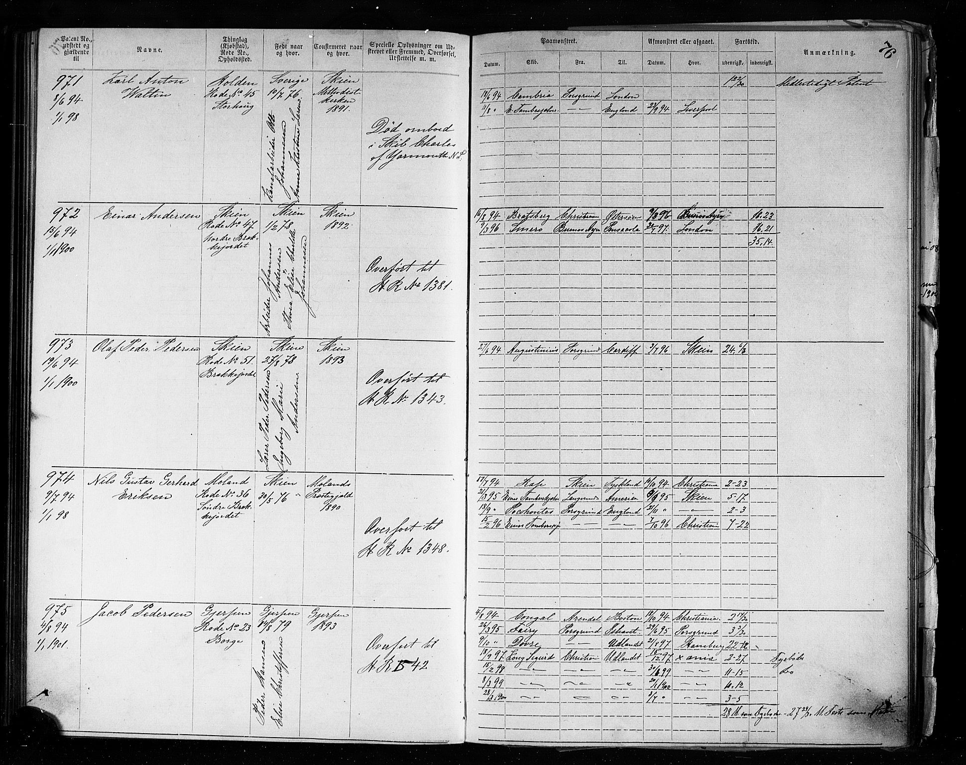 Skien innrulleringskontor, AV/SAKO-A-832/F/Fc/L0004: Annotasjonsrulle, 1879-1899, p. 79