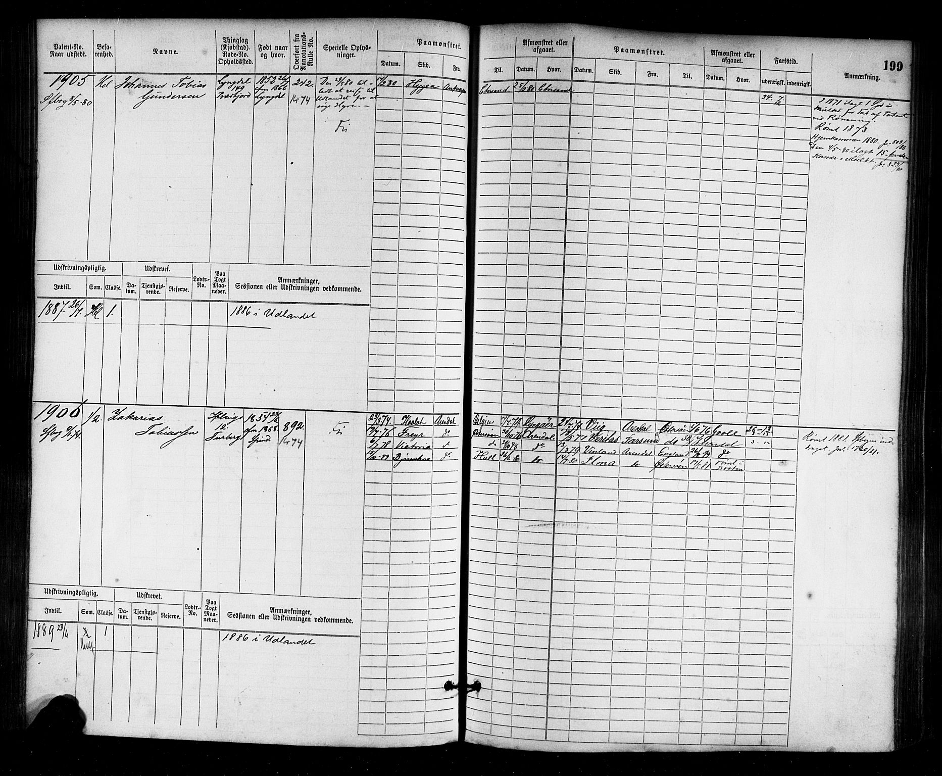 Farsund mønstringskrets, AV/SAK-2031-0017/F/Fb/L0003: Hovedrulle nr 1509-2274, M-6, 1868-1915, p. 205