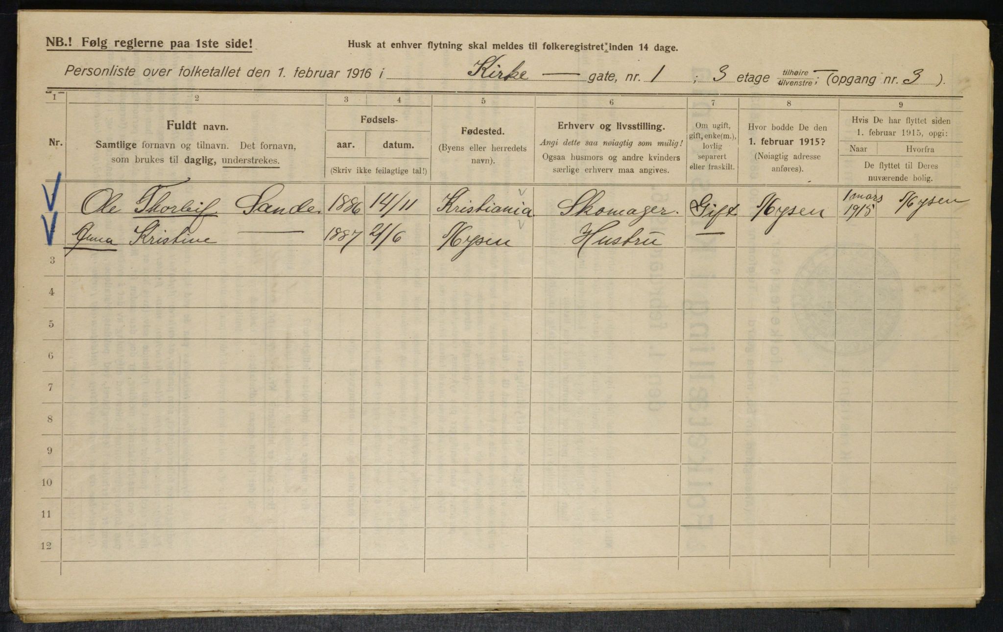 OBA, Municipal Census 1916 for Kristiania, 1916, p. 50821