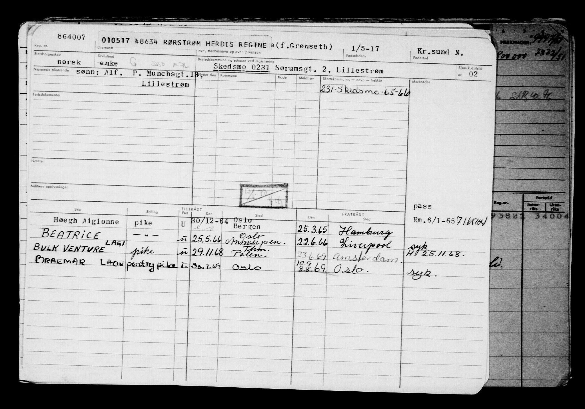 Direktoratet for sjømenn, AV/RA-S-3545/G/Gb/L0148: Hovedkort, 1917, p. 240