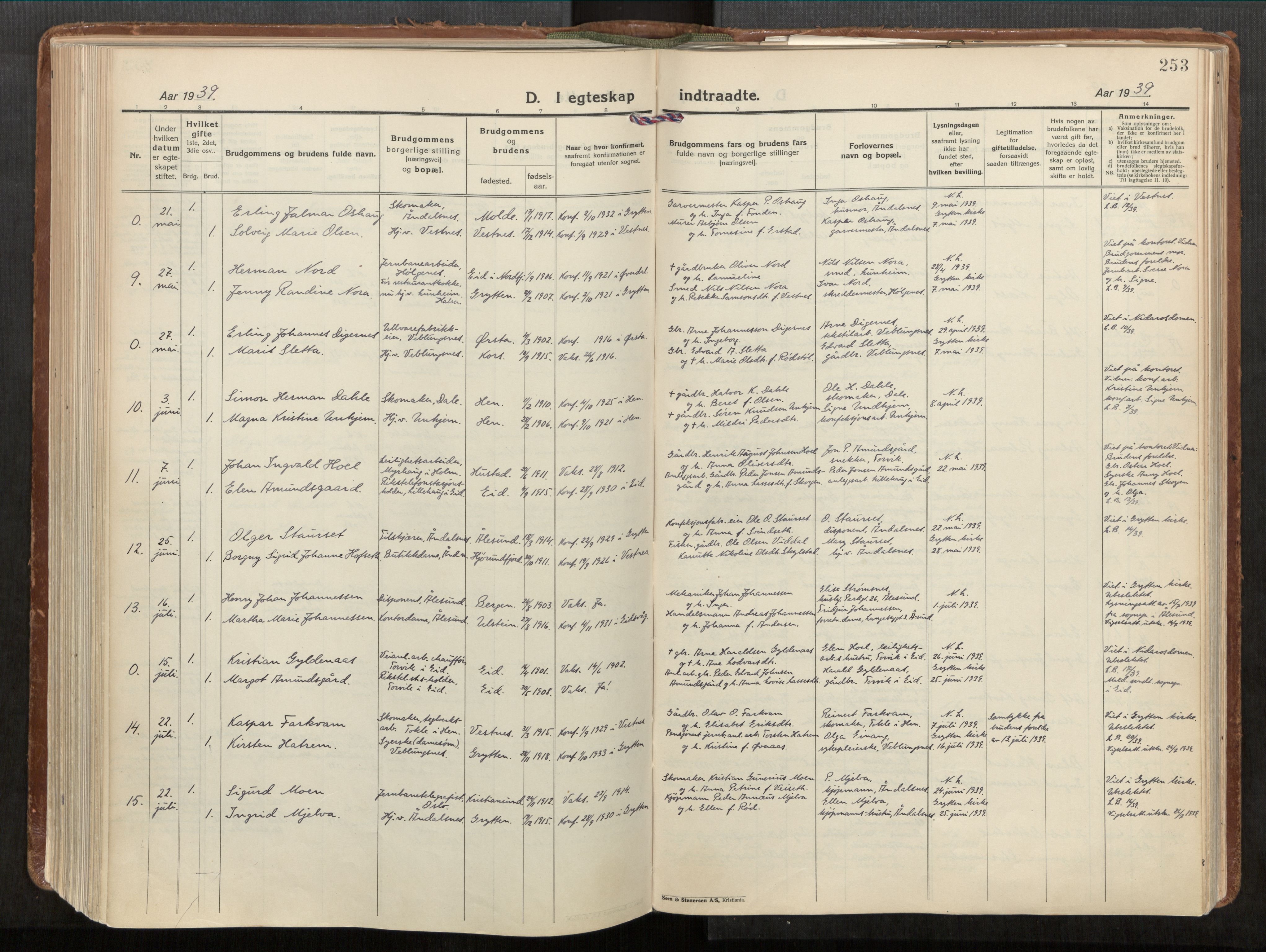 Ministerialprotokoller, klokkerbøker og fødselsregistre - Møre og Romsdal, AV/SAT-A-1454/544/L0587: Parish register (official) no. 544A11, 1924-1954, p. 253