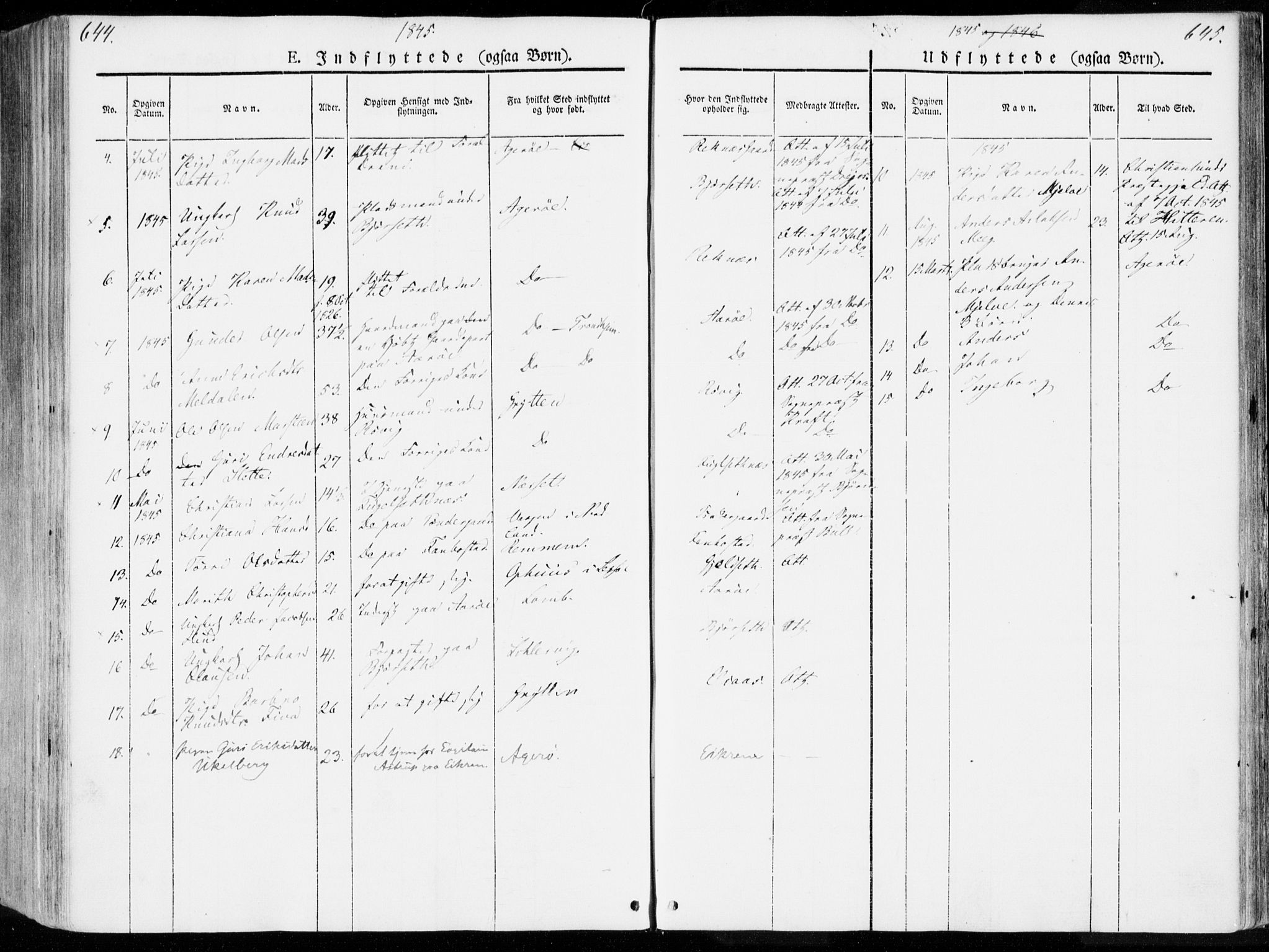 Ministerialprotokoller, klokkerbøker og fødselsregistre - Møre og Romsdal, SAT/A-1454/555/L0653: Parish register (official) no. 555A04, 1843-1869, p. 644-645