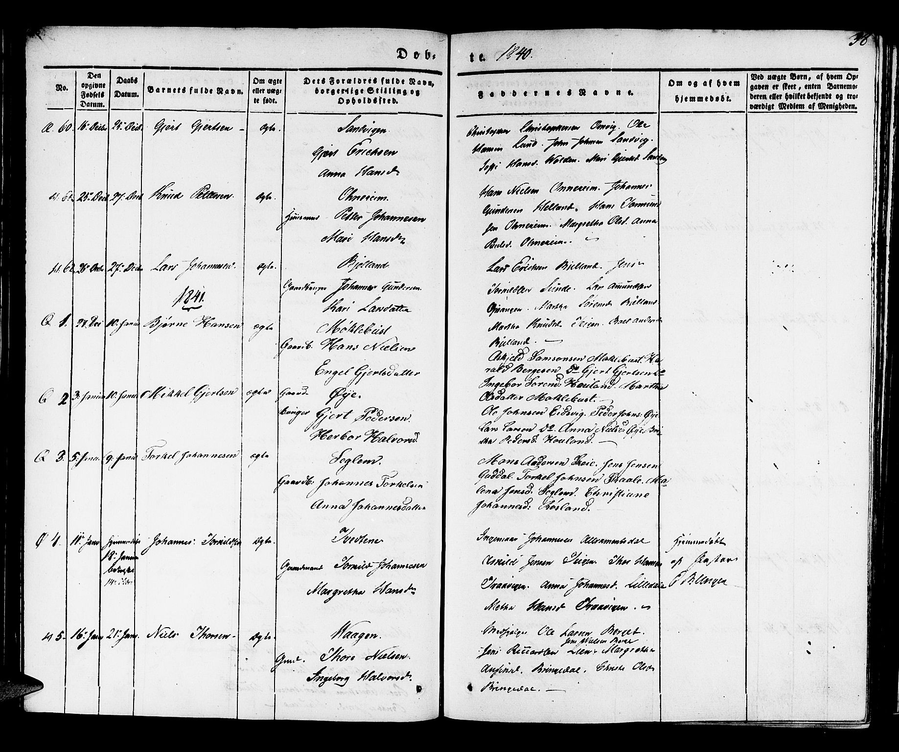 Kvinnherad sokneprestembete, SAB/A-76401/H/Haa: Parish register (official) no. A 6, 1835-1843, p. 38
