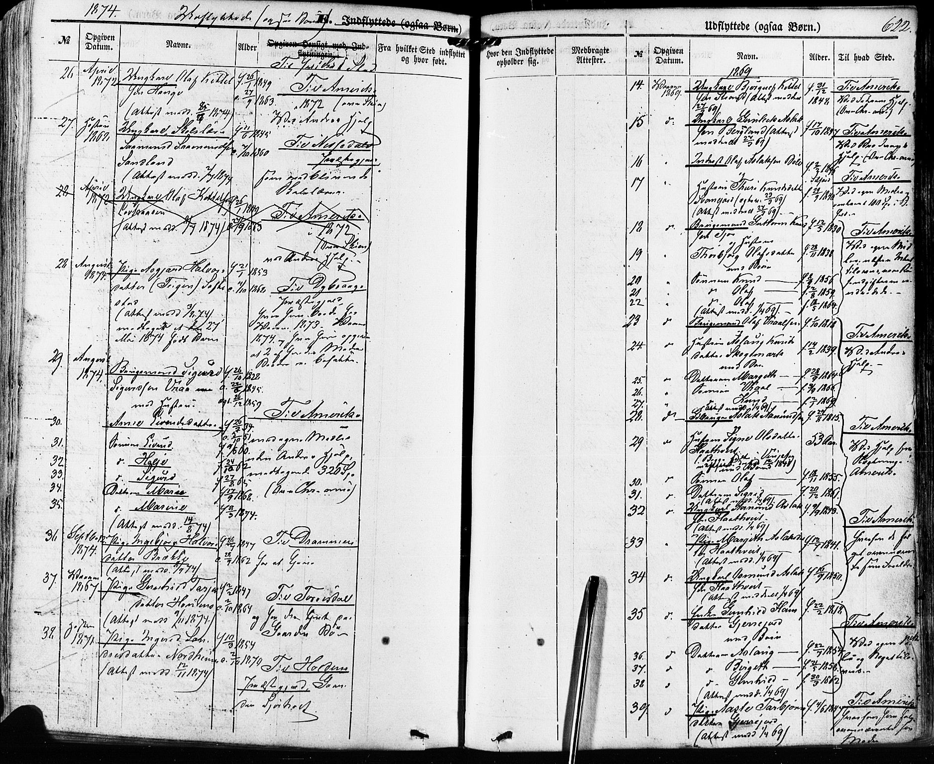 Kviteseid kirkebøker, AV/SAKO-A-276/F/Fa/L0007: Parish register (official) no. I 7, 1859-1881, p. 622