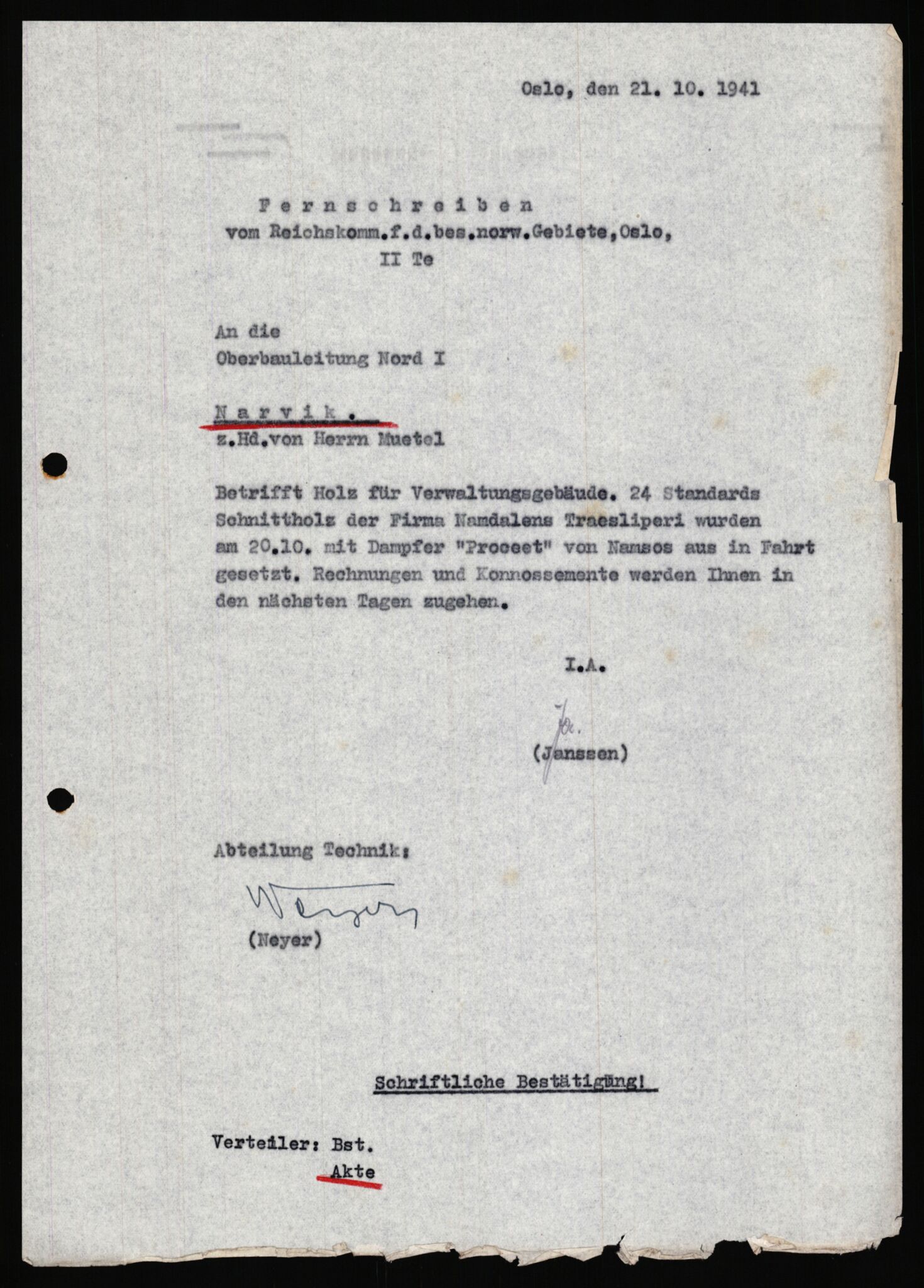 Tyske arkiver, Organisation Todt (OT), Einsatzgruppe Wiking, AV/RA-RAFA-2188/2/B/Bb/L0006: Korrespondanse med Kriegsmarine, 1940-1941, p. 14