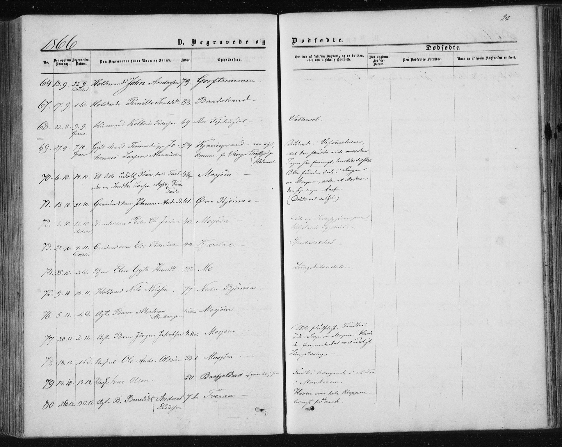 Ministerialprotokoller, klokkerbøker og fødselsregistre - Nordland, SAT/A-1459/820/L0294: Parish register (official) no. 820A15, 1866-1879, p. 288