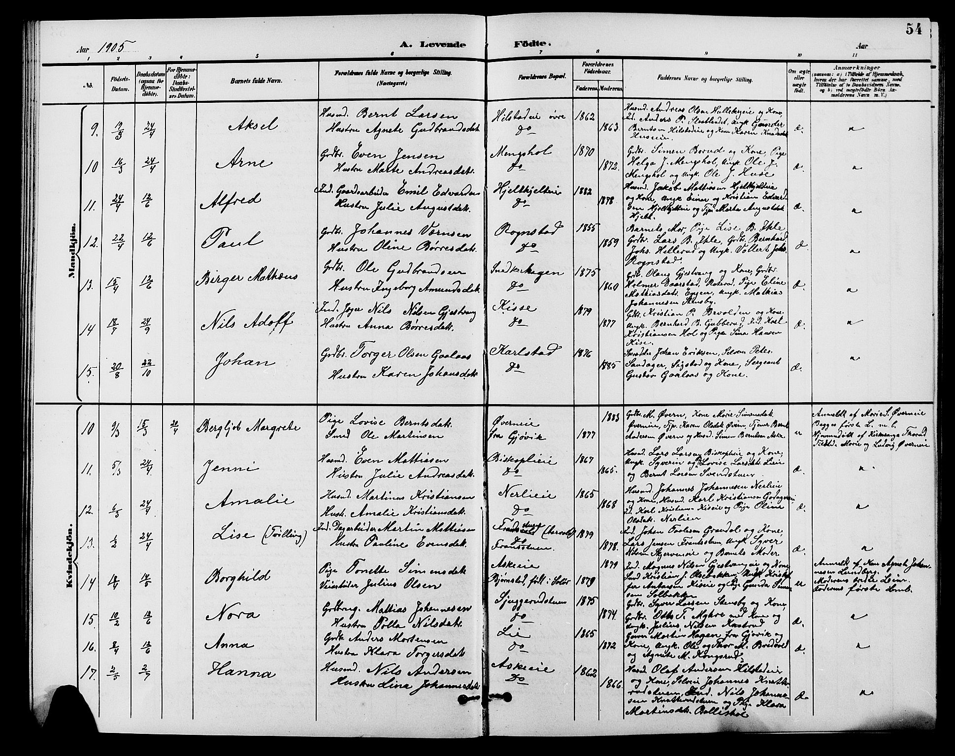 Nes prestekontor, Hedmark, AV/SAH-PREST-020/L/La/L0007: Parish register (copy) no. 7, 1892-1912, p. 54