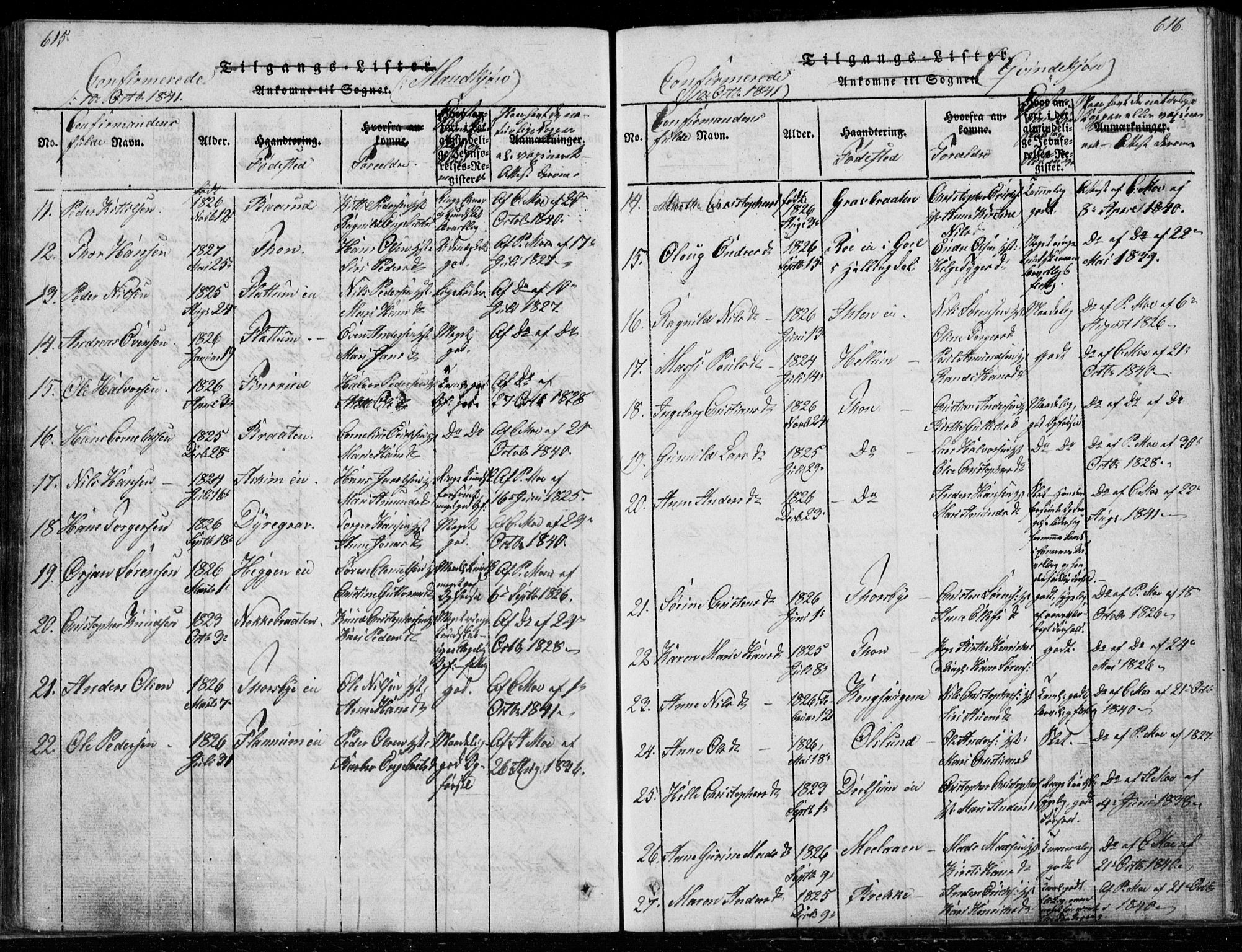 Modum kirkebøker, AV/SAKO-A-234/G/Ga/L0003: Parish register (copy) no. I 3, 1832-1842, p. 615-616