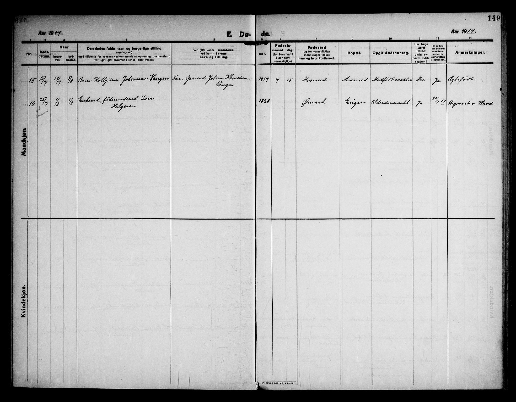 Rødenes prestekontor Kirkebøker, AV/SAO-A-2005/F/Fa/L0012: Parish register (official) no. I 12, 1911-1926, p. 149