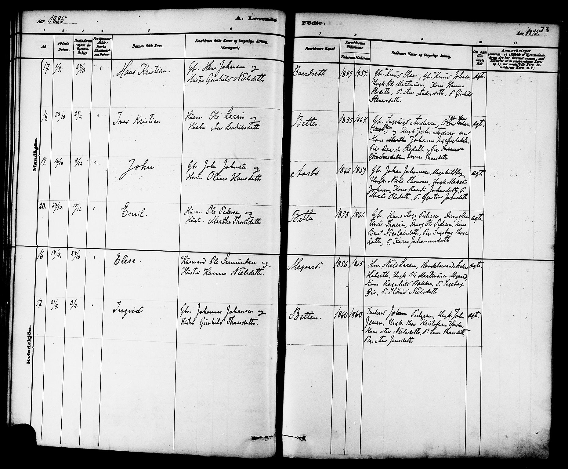 Ministerialprotokoller, klokkerbøker og fødselsregistre - Møre og Romsdal, AV/SAT-A-1454/576/L0885: Parish register (official) no. 576A03, 1880-1898, p. 75