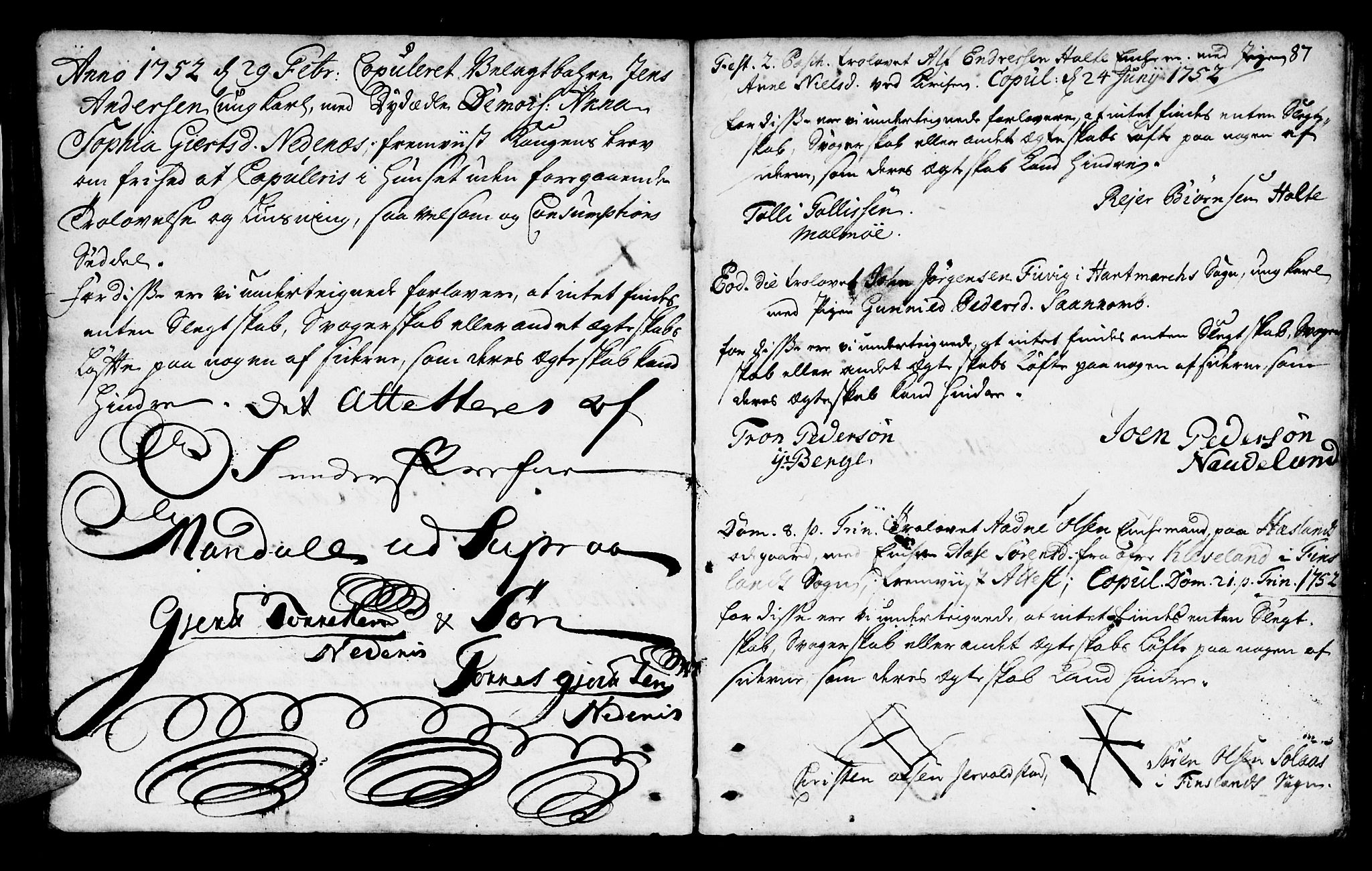 Mandal sokneprestkontor, AV/SAK-1111-0030/F/Fa/Faa/L0002: Parish register (official) no. A 2, 1720-1754, p. 87