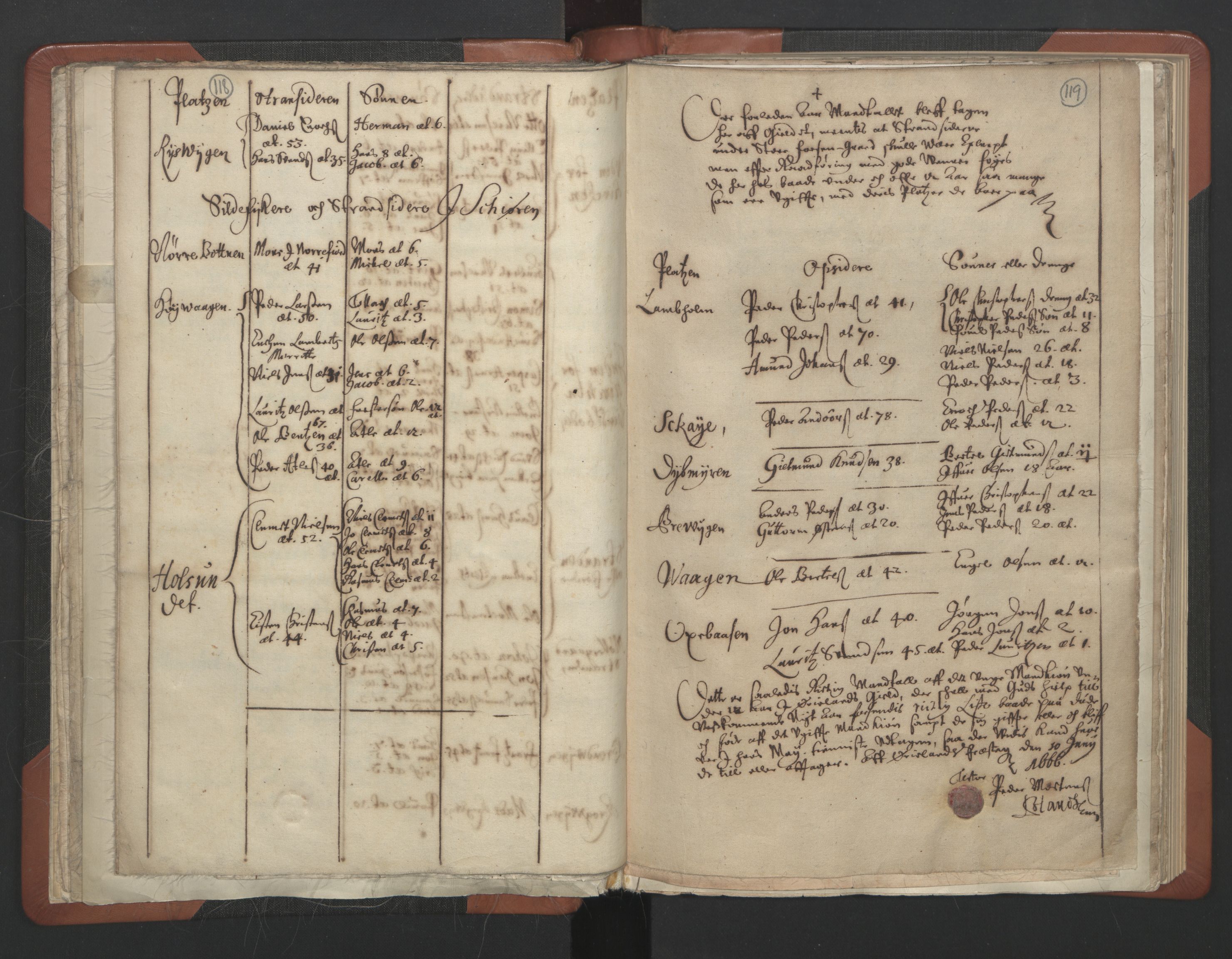 RA, Vicar's Census 1664-1666, no. 30: Fosen deanery, 1664-1666, p. 118-119