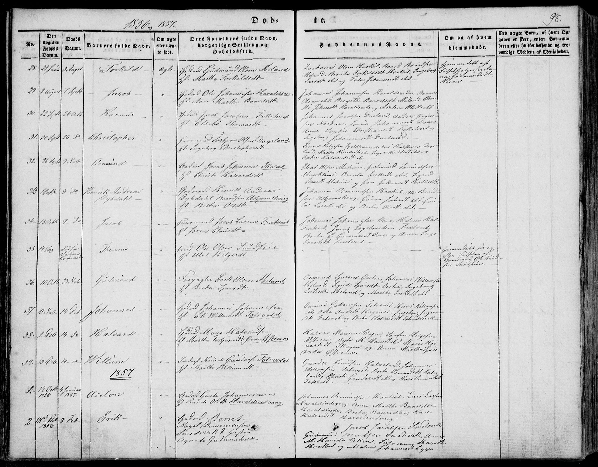 Skjold sokneprestkontor, AV/SAST-A-101847/H/Ha/Haa/L0006: Parish register (official) no. A 6.1, 1835-1858, p. 98