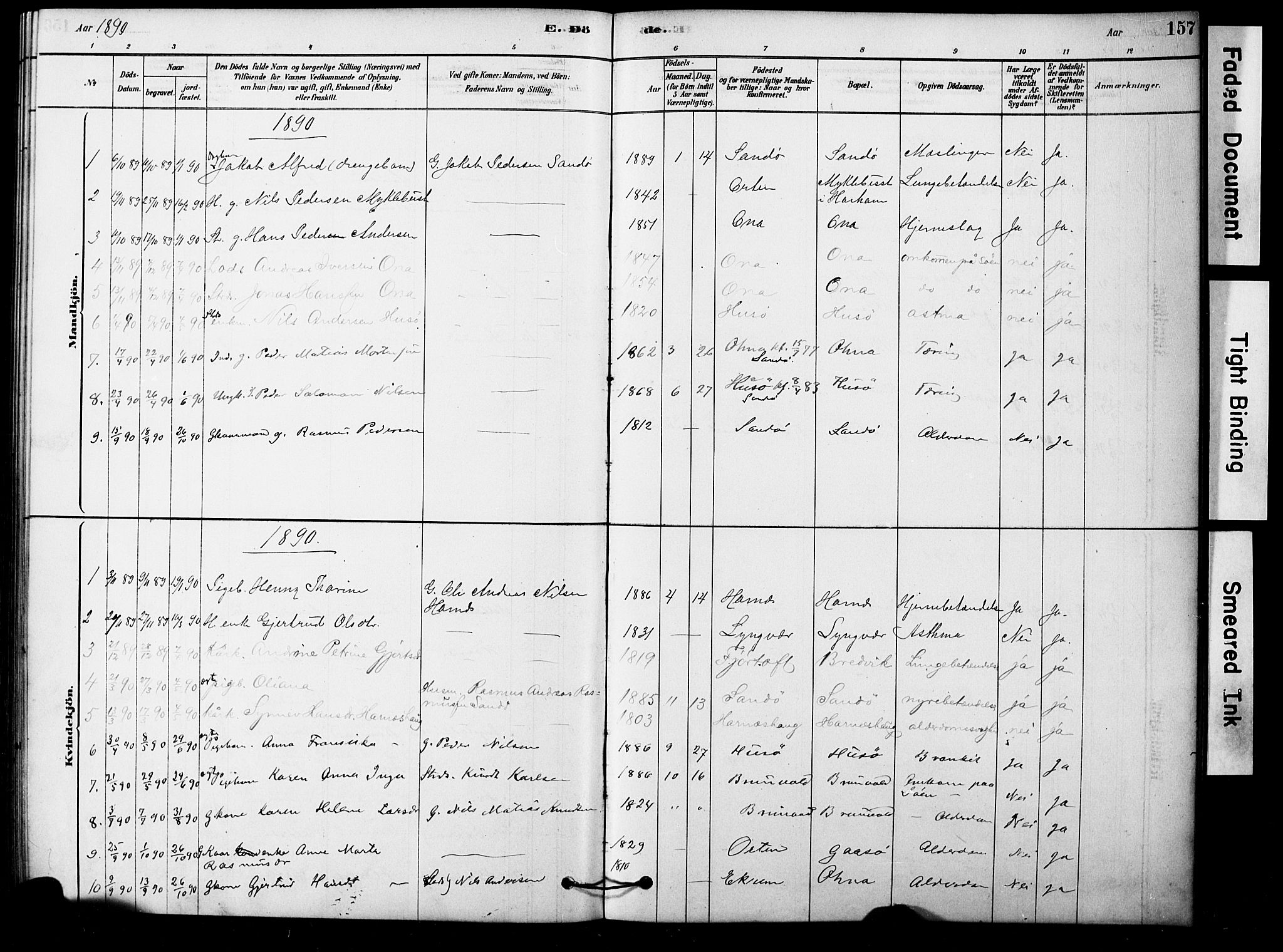 Ministerialprotokoller, klokkerbøker og fødselsregistre - Møre og Romsdal, AV/SAT-A-1454/561/L0729: Parish register (official) no. 561A03, 1878-1900, p. 157