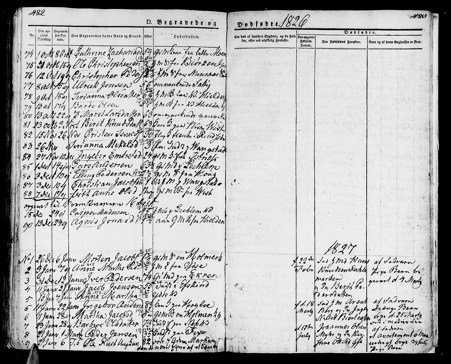 Ministerialprotokoller, klokkerbøker og fødselsregistre - Nord-Trøndelag, SAT/A-1458/723/L0237: Parish register (official) no. 723A06, 1822-1830, p. 482-483