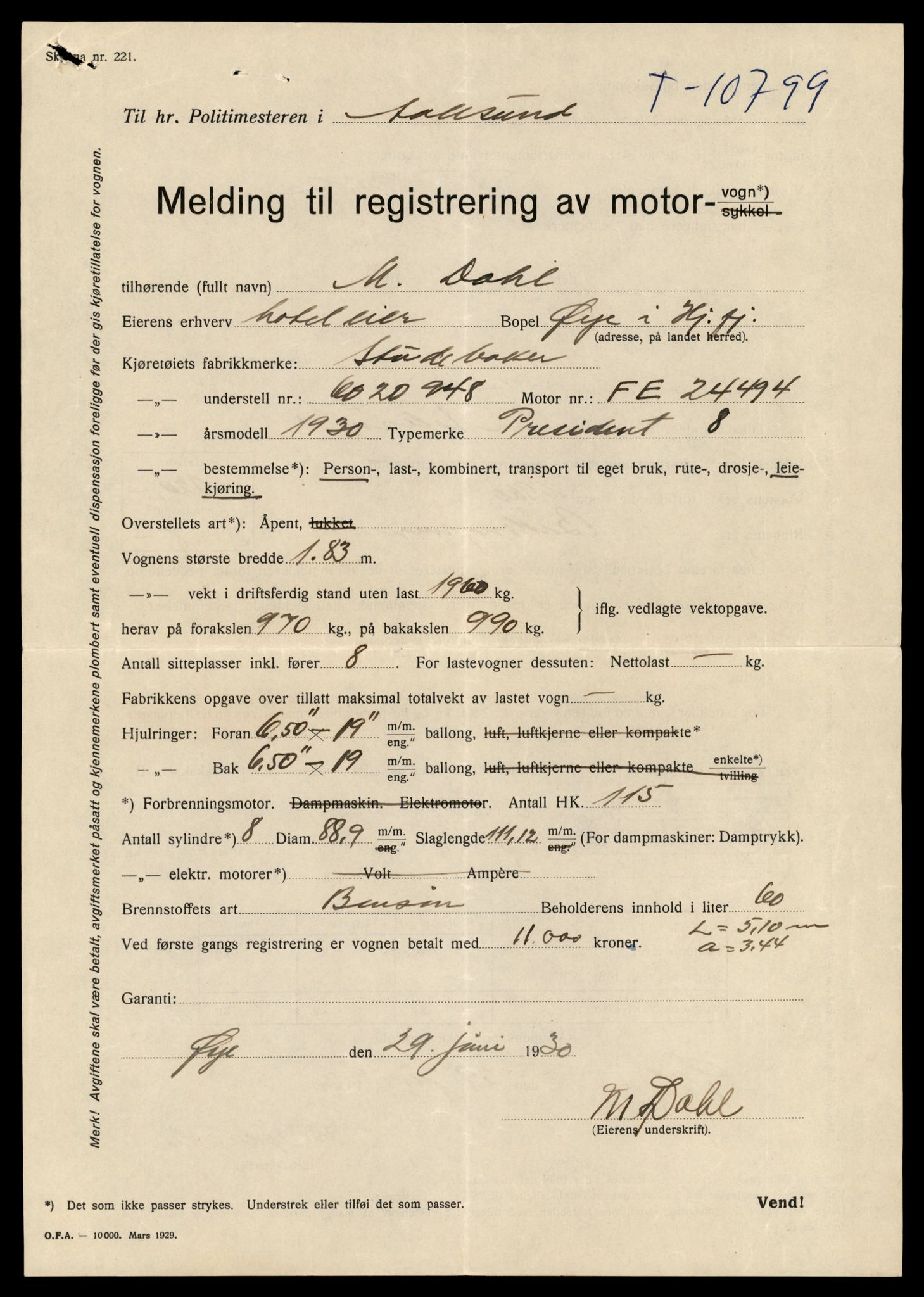 Møre og Romsdal vegkontor - Ålesund trafikkstasjon, AV/SAT-A-4099/F/Fe/L0023: Registreringskort for kjøretøy T 10695 - T 10809, 1927-1998, p. 2901