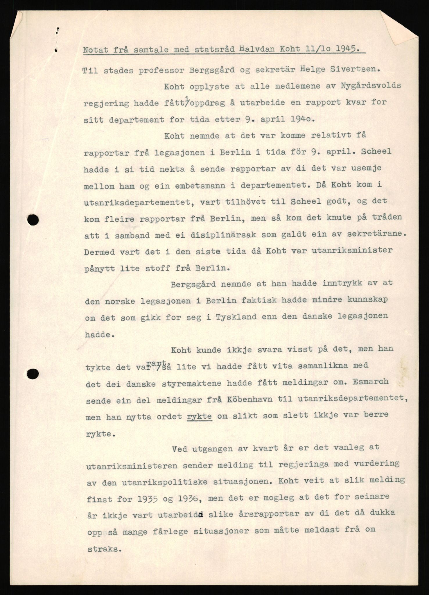 Undersøkelseskommisjonen av 1945, RA/S-1566/D/Db/L0021: Ramberg - Regjeringen under krigen, 1940-1946, p. 38