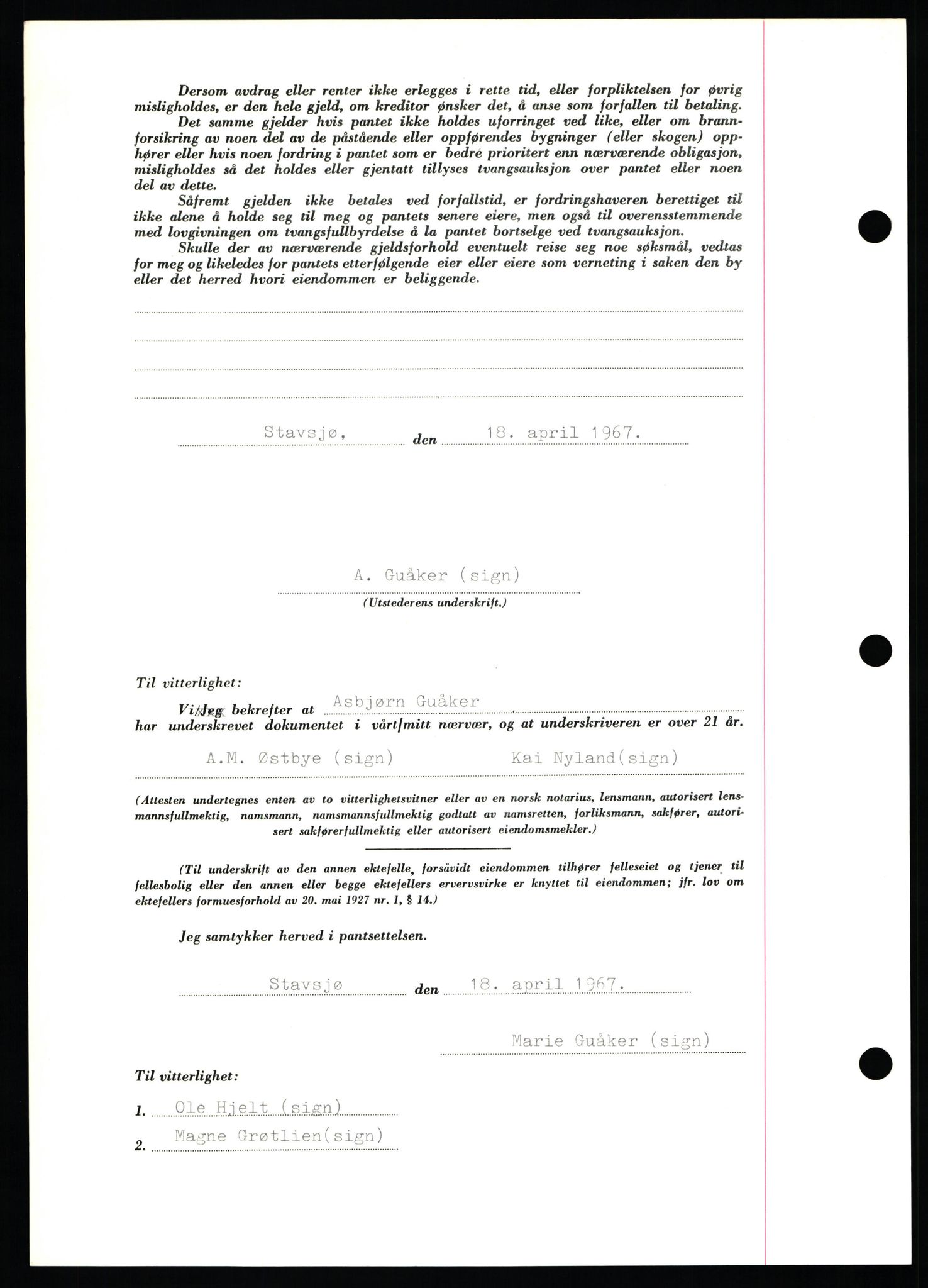 Nord-Hedmark sorenskriveri, SAH/TING-012/H/Hb/Hbf/L0071: Mortgage book no. B71, 1967-1967, Diary no: : 1958/1967