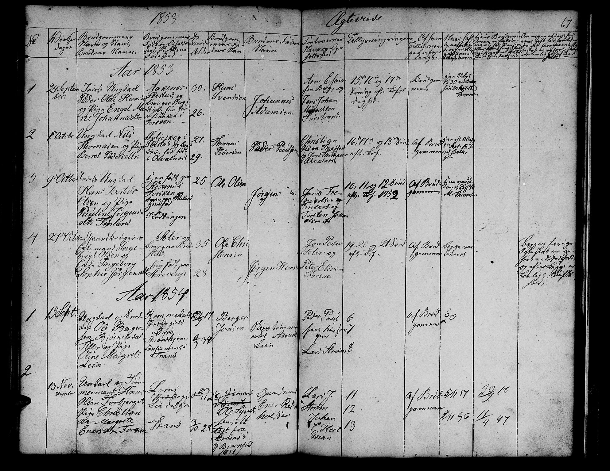Tranøy sokneprestkontor, SATØ/S-1313/I/Ia/Iab/L0011klokker: Parish register (copy) no. 11, 1845-1859, p. 67