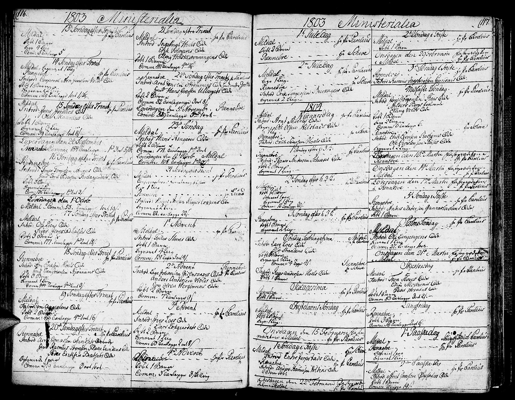 Ministerialprotokoller, klokkerbøker og fødselsregistre - Sør-Trøndelag, SAT/A-1456/672/L0852: Parish register (official) no. 672A05, 1776-1815, p. 116-117